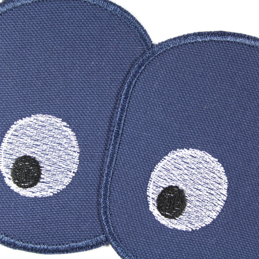 Flicken Augen auf blau 2 Bügelflicken Knieflicken Hosenflicken Bio Baumwolle Aufbügler für Kinder