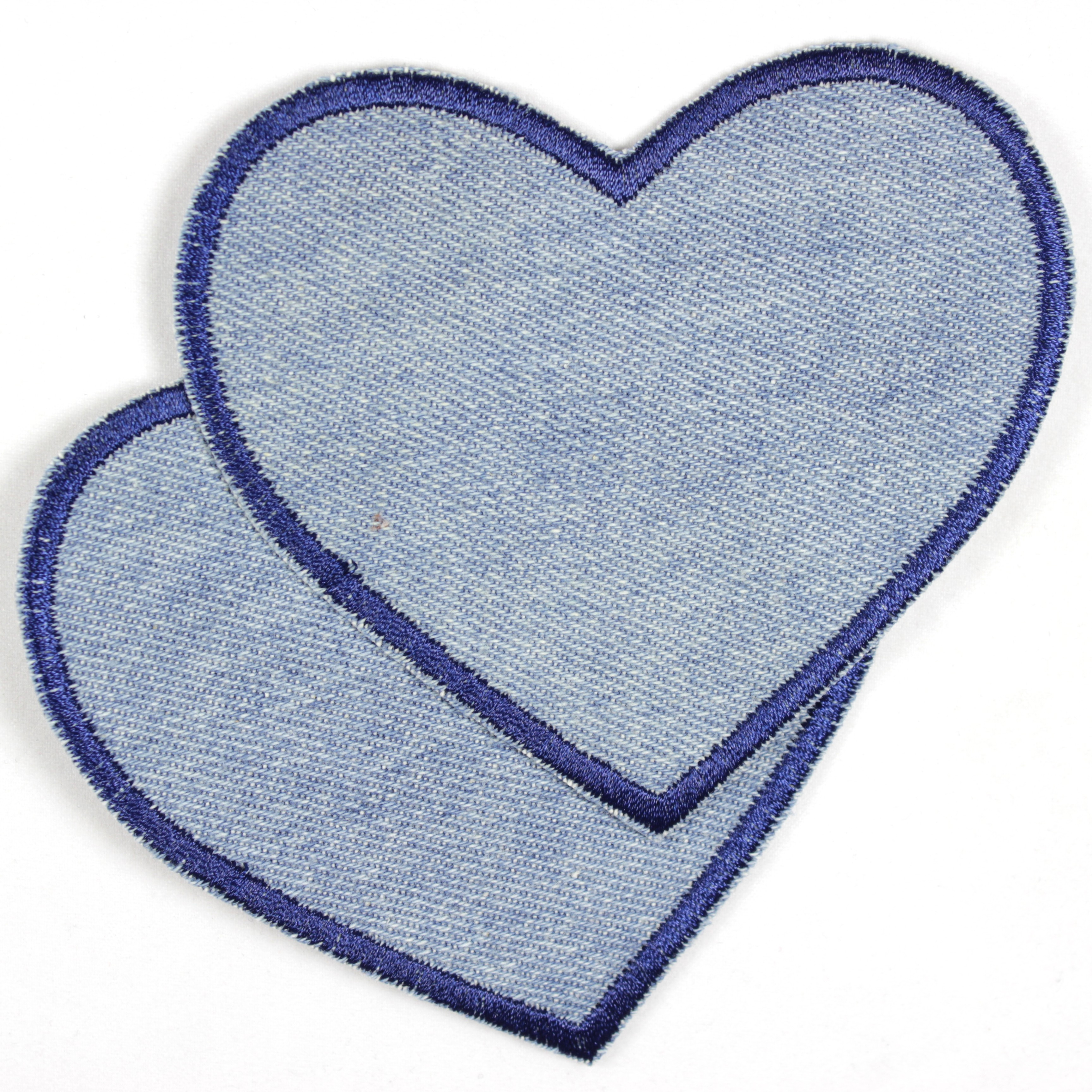 Bügelflicken Herzen Jeans hellblau dunkelblauer Rand