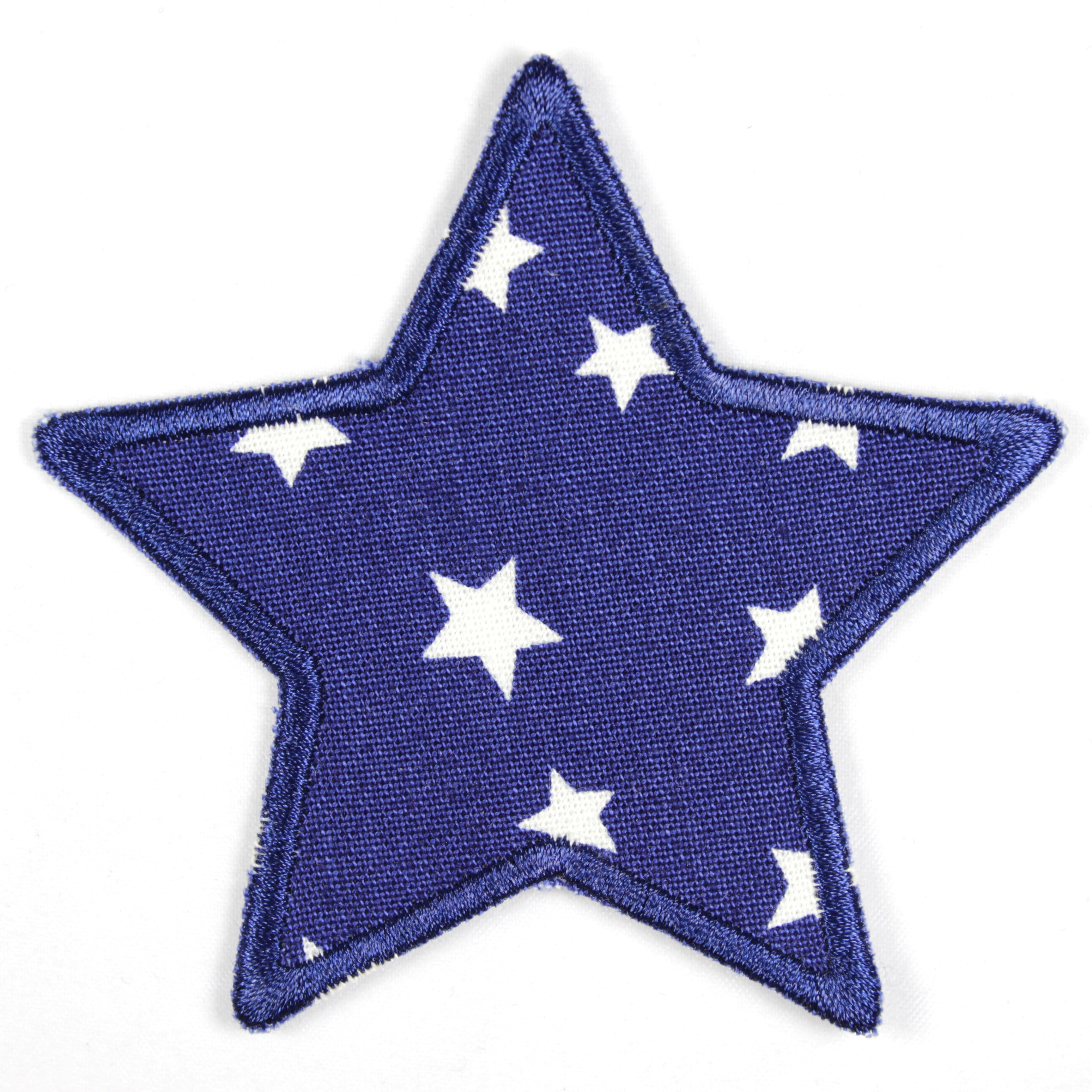Bügelflicken Stern dunkelblau mit weißen Sternen als Aufbügler ideal als Knieflicken
