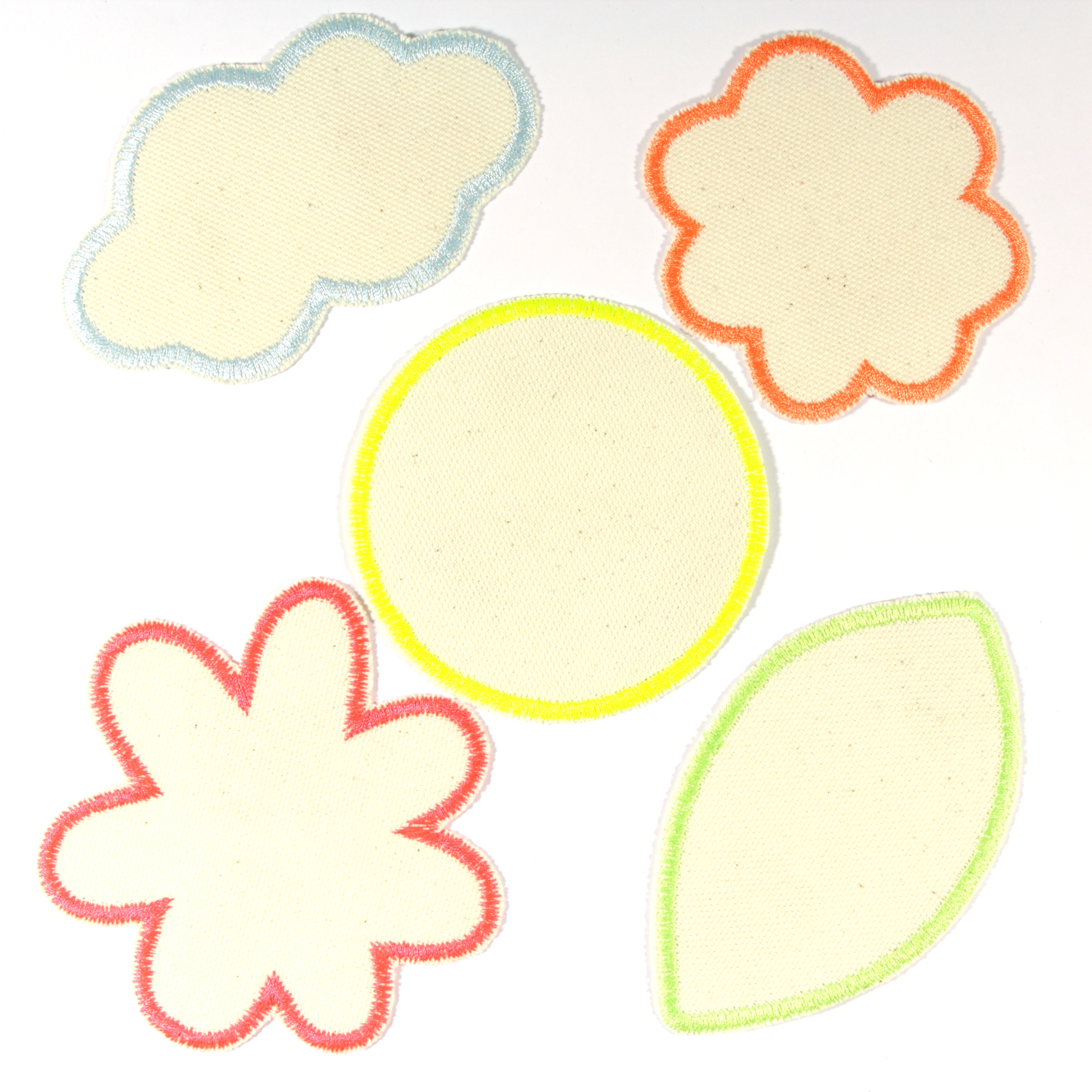 DIY set of 5 blank iron-on patches for painting set variant 1