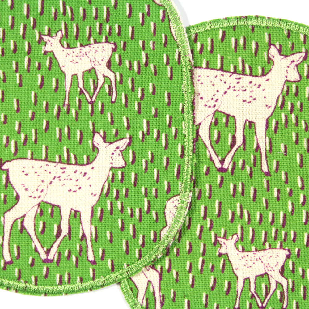 Knee patches deer iron-on patches set retro XL 12 x 10 cm 2 pieces large iron-on patches fawn for children