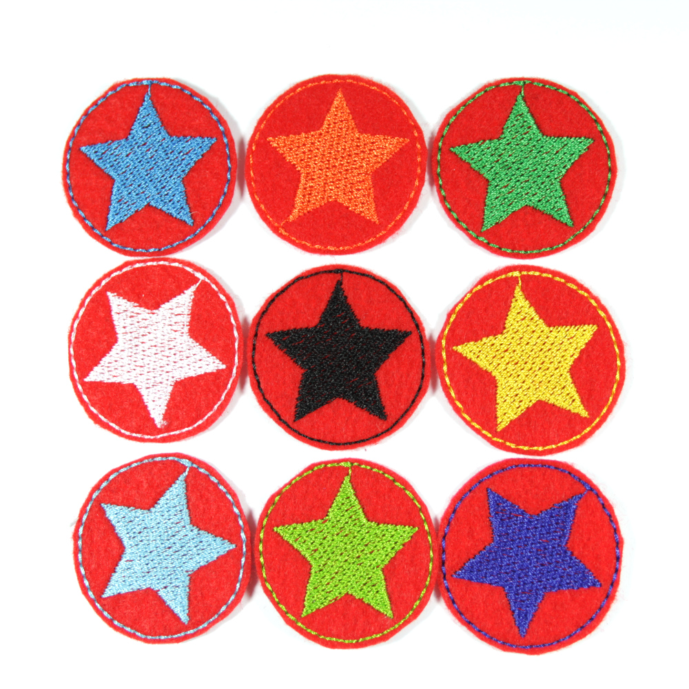 Patches star set 9 mini iron-on patches colorful stars on red small iron-on patches trouser patches