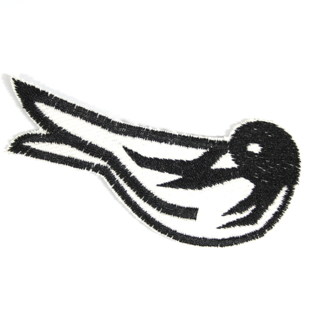 Bügelbild Schwalbe Aufnäher Vogel schwarz weiß Patch Flicken Aufbügler Bügelflicken für Erwachsenen als Accessoire
