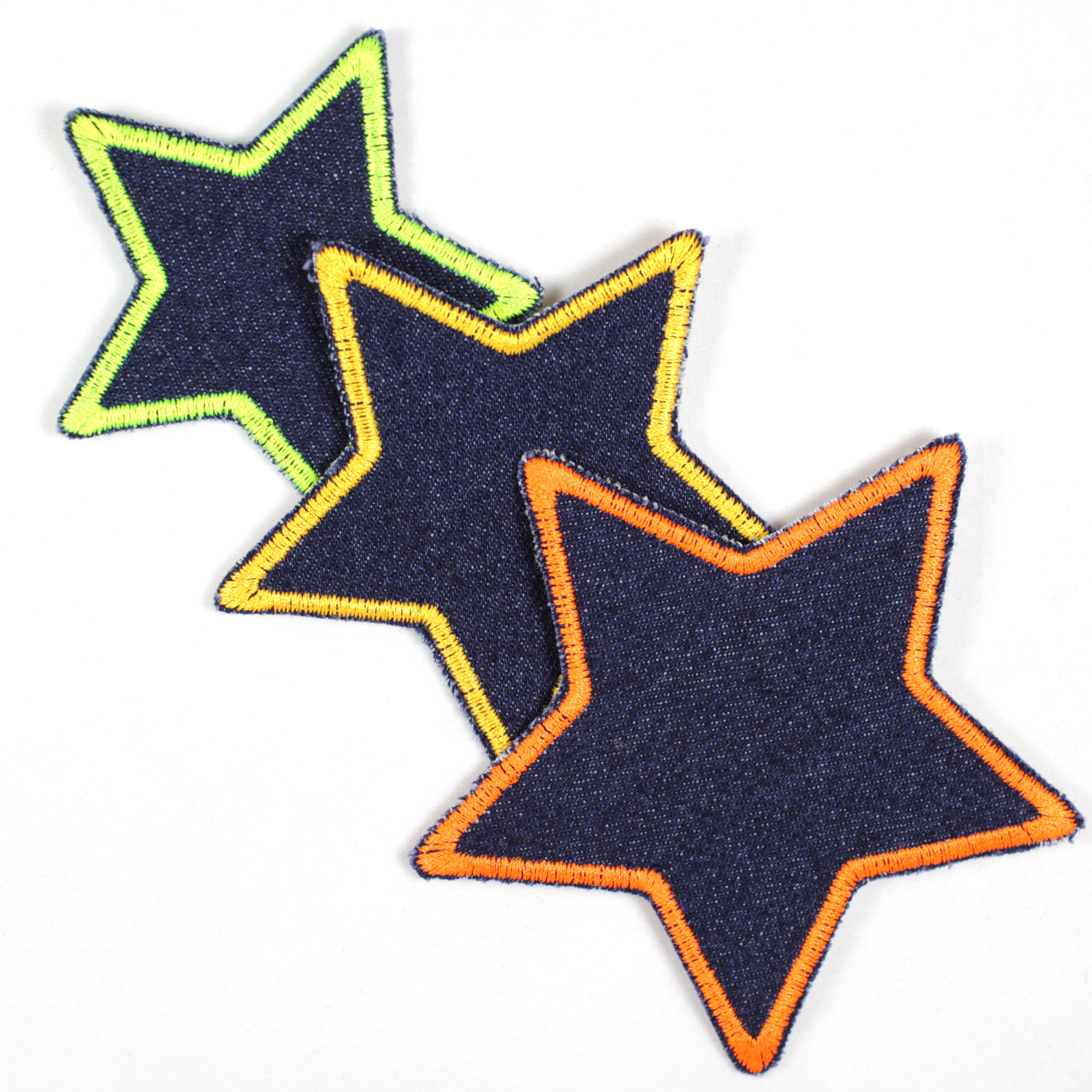 Flickli Set Sterne 3 Stück auf blue Jeans blau gefasst