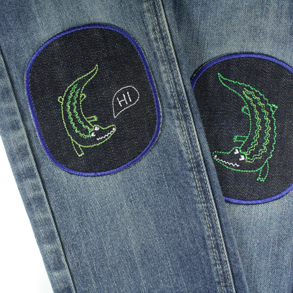 Trouser patches crocodile knee patches iron-on patches organic jeans iron-on patch 12 x 10cm