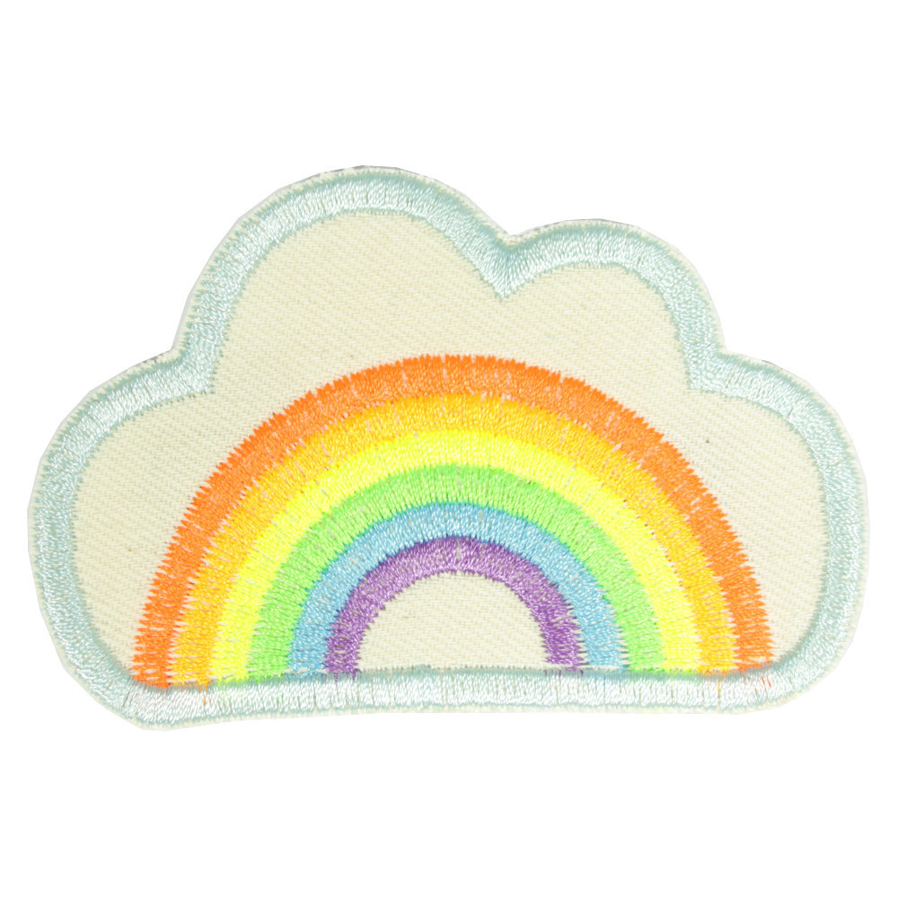 iron-on-patch rainbow clouds organic cotton fabric neon badges applique flickli