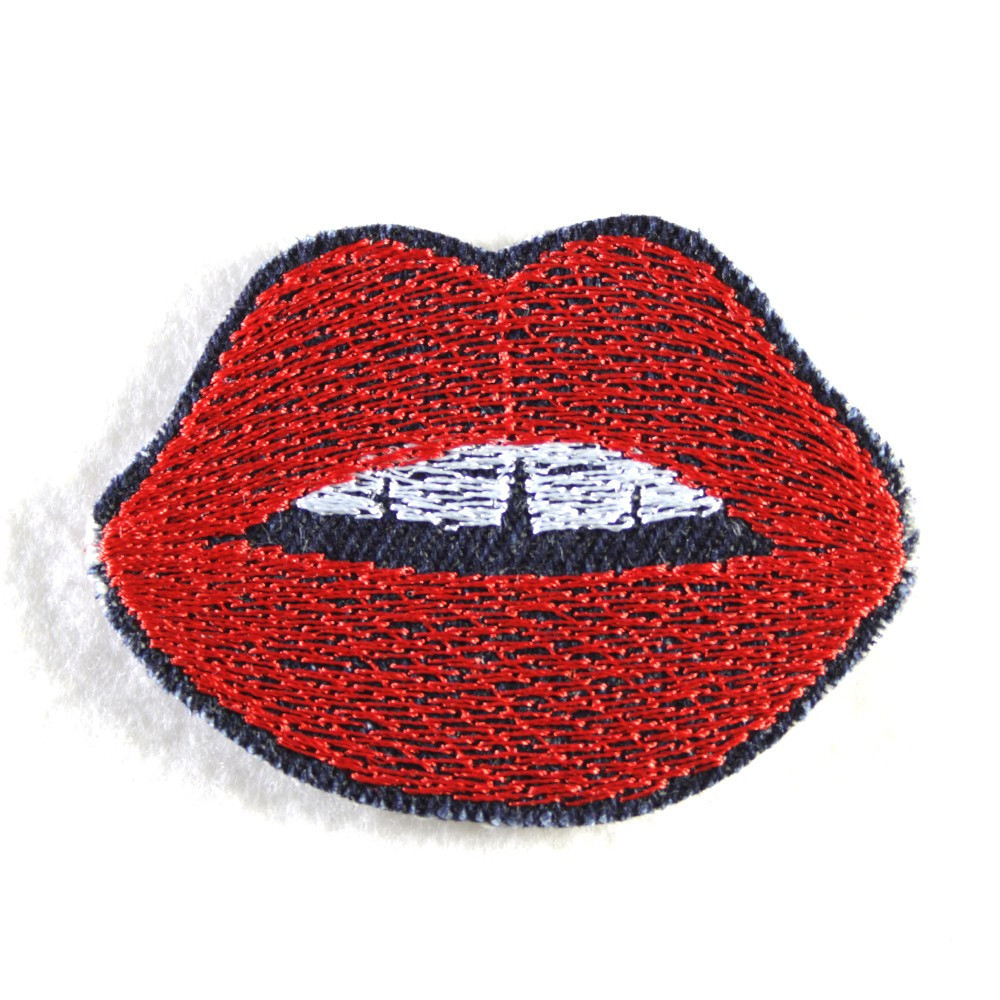 Patch Mund rot Jeans Flicken zum aufbügeln Bügelbild Lippen Applikation Flickli Aufbügler
