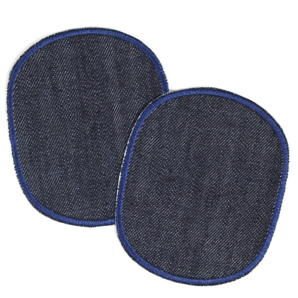 Bügelflicken für Erwachene Flicken Set Knieflicken und Hosenflicken Jeans Uni 2 Aufbügler blau groß schlicht 10x12 cm XL Flicken