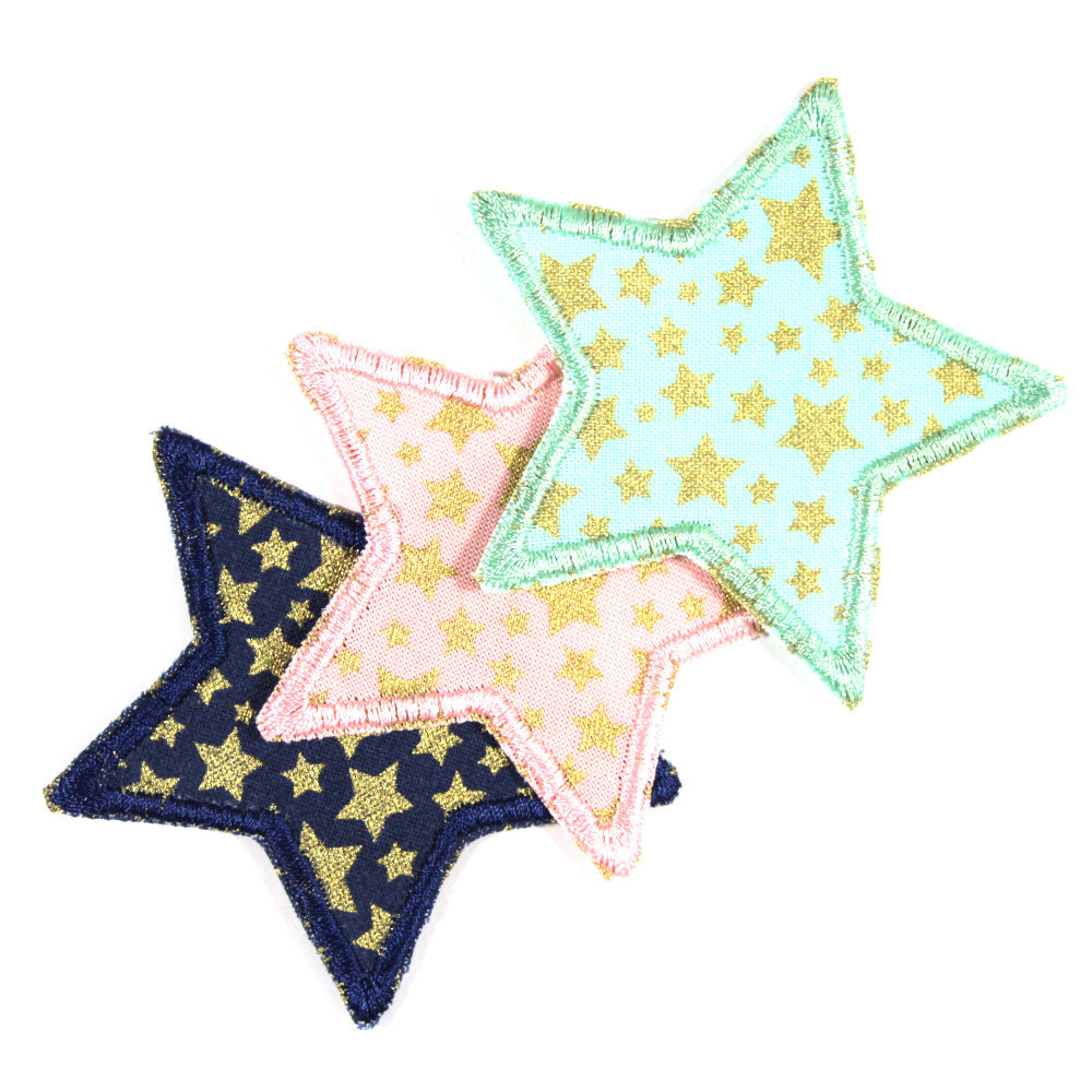 3 Sterne Knieflicken kleine Hosenflicken mit goldenen Sternchen