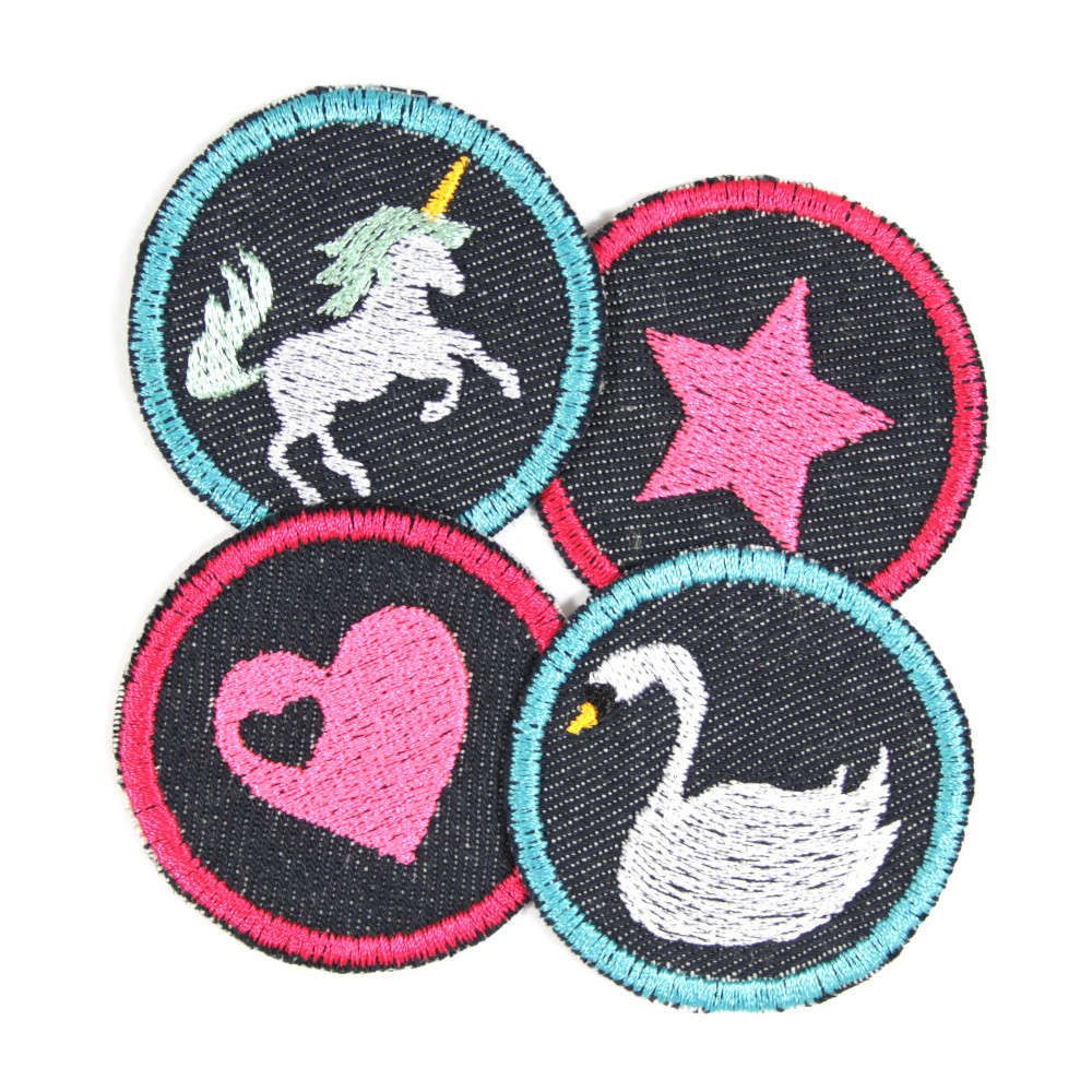 Iron-on patches Heart unicorn swan star 4 knee Patches small iron-on repair-patches organic denim Patches Trouser