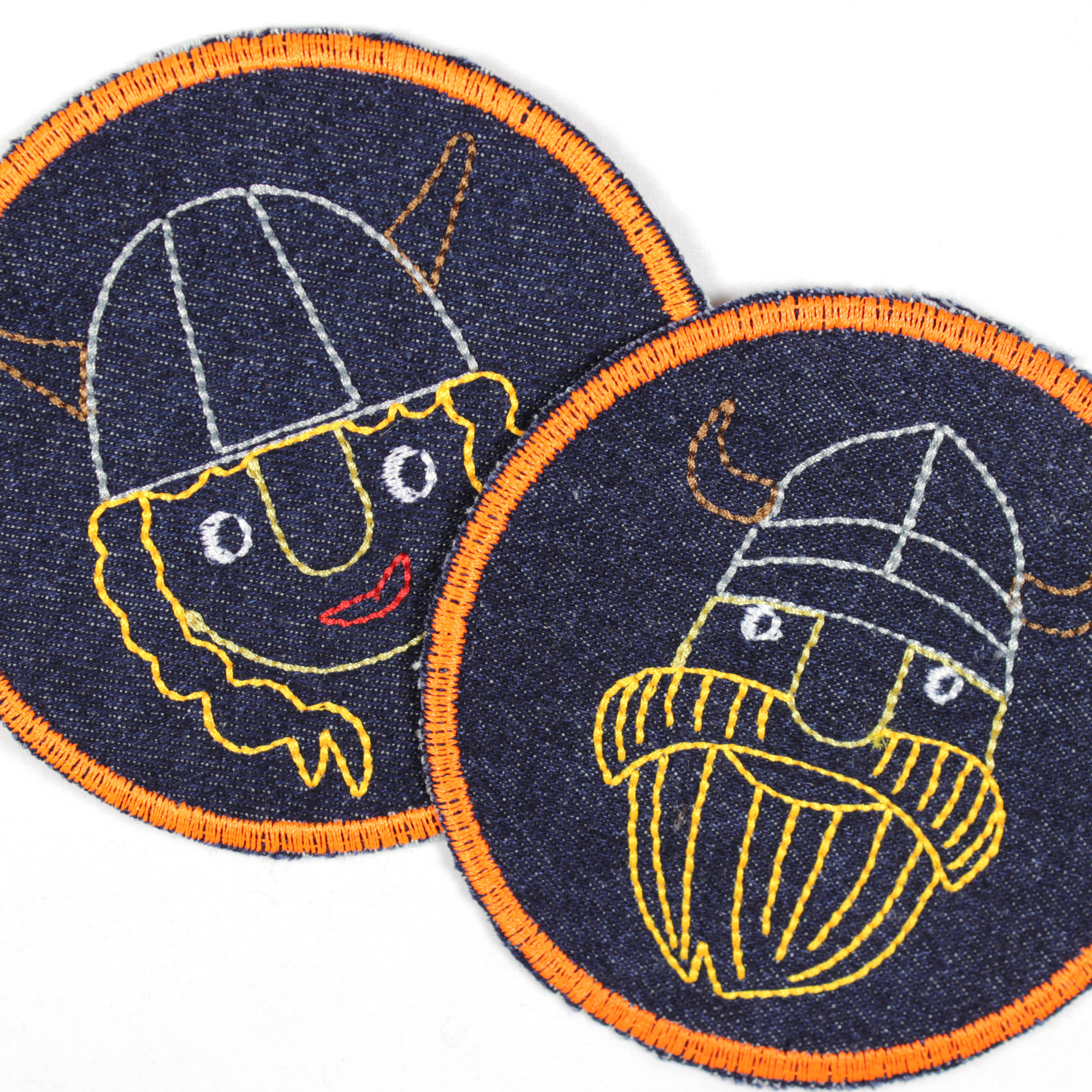Flickli - the patch! denim round with embroidered viking girl