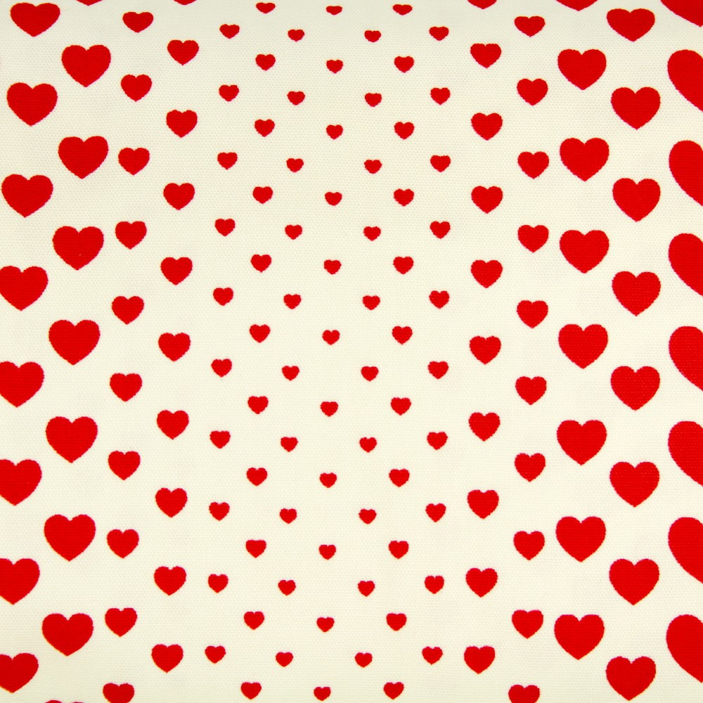 cosmo Canvas Stoffe Herzen Baumwolle rote Herzen und Herzchen auf weiß feste Qualität