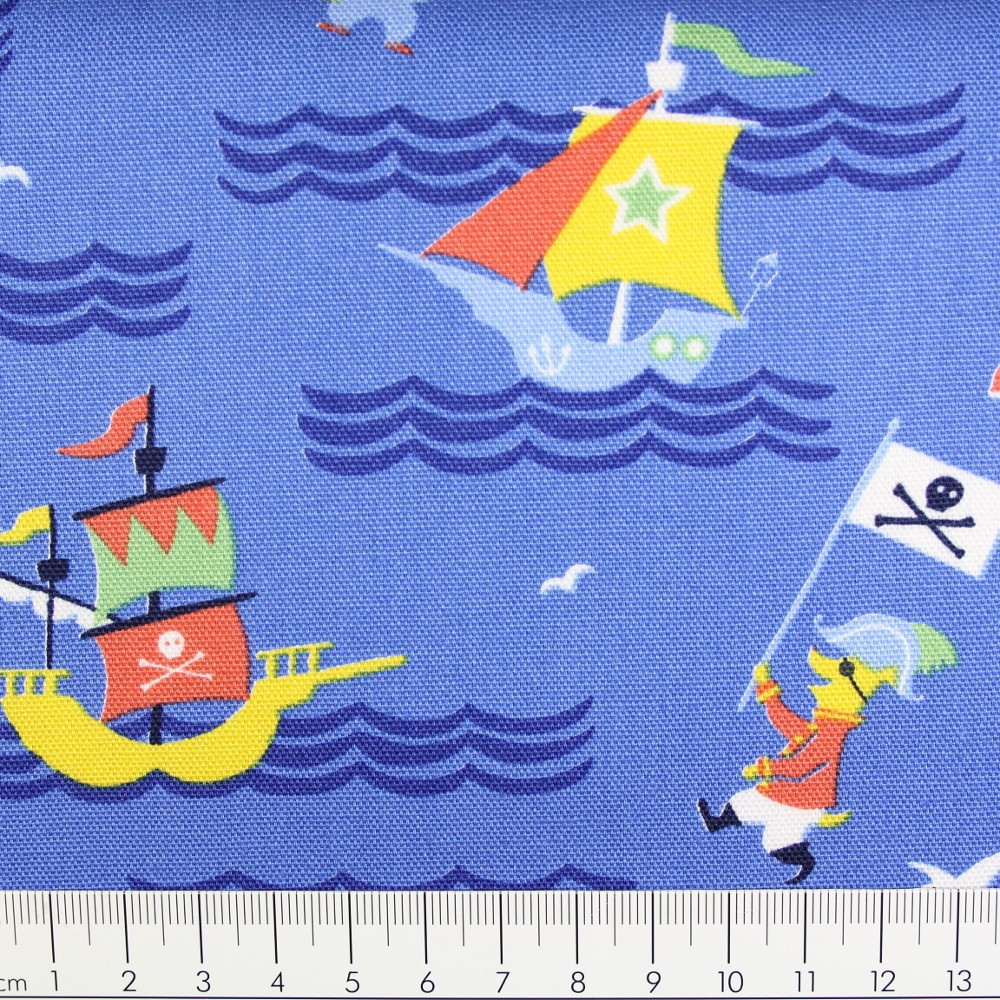 Baumwolle Piraten und Schiffe auf blau