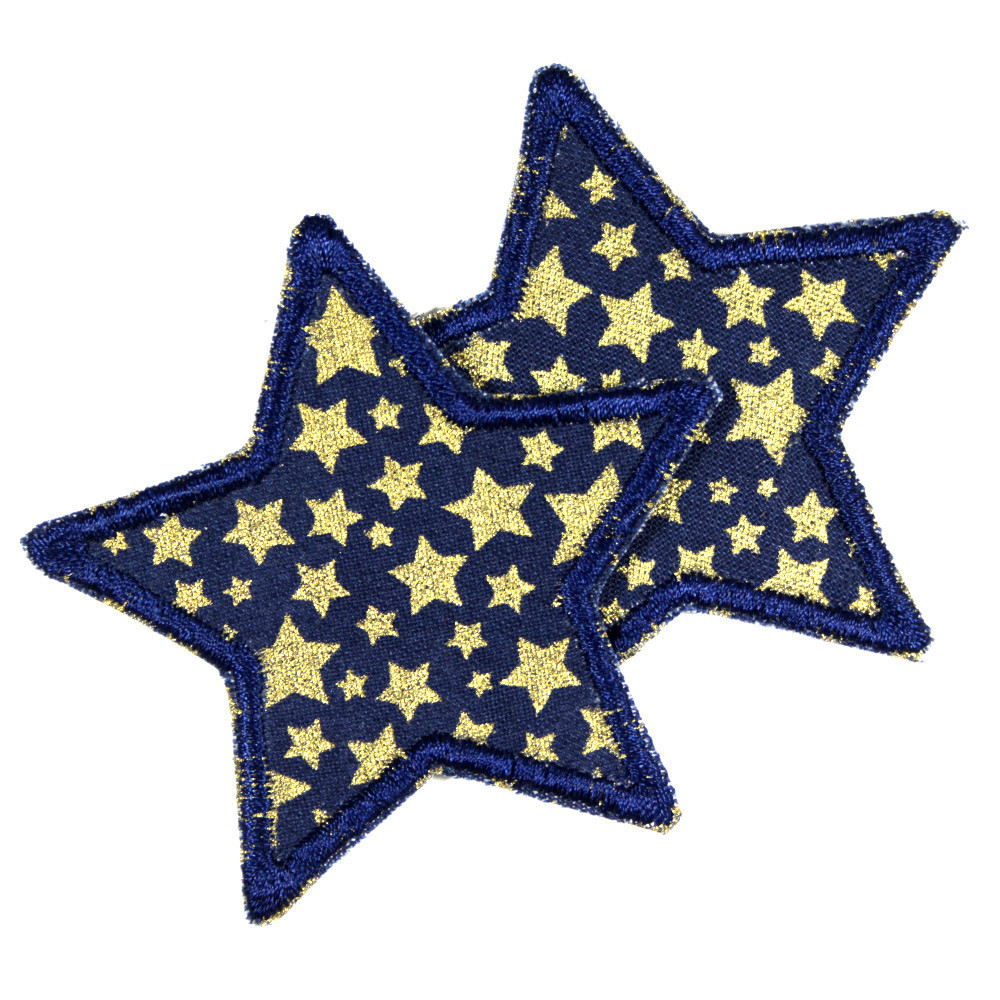 Sterne Bügelbilder Set mit goldenen Sternchen zum aufbügeln 2 Flicken Aufbügler Bügelflicken 7cm Aufbügler 2 kleine Applikatione