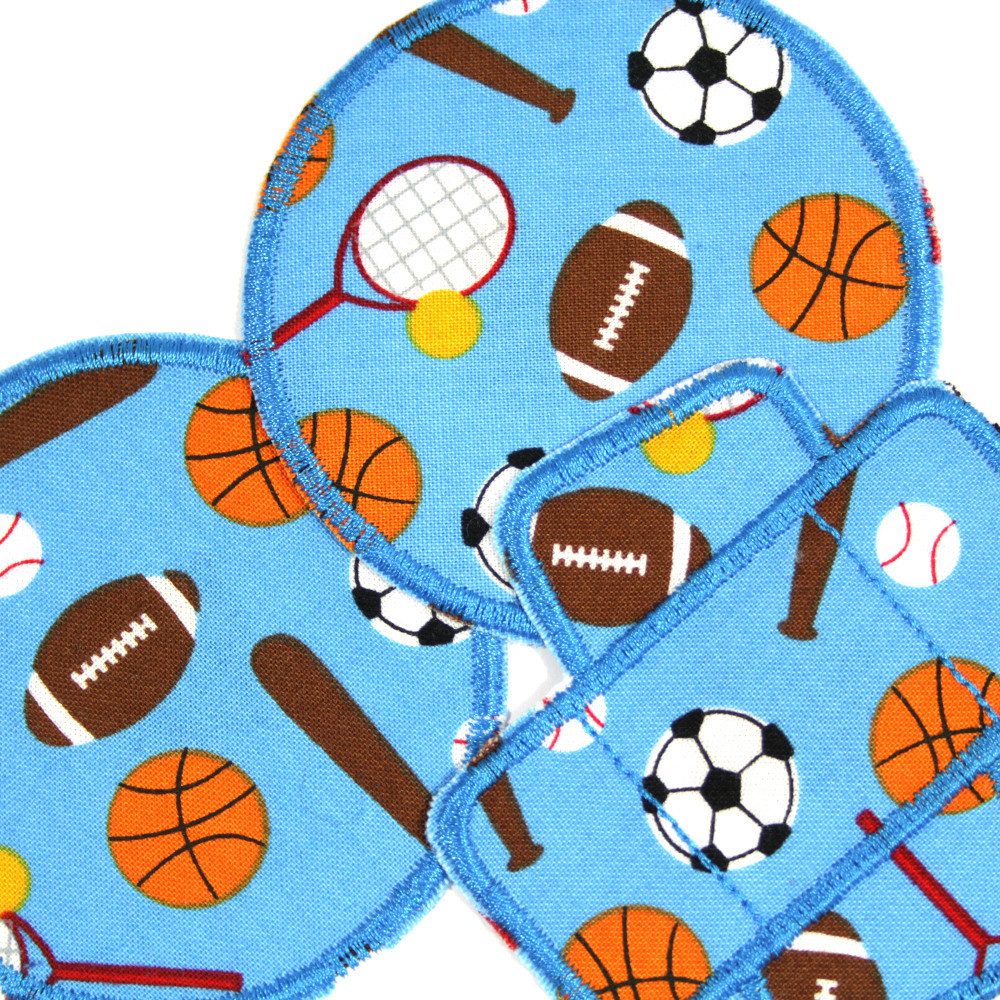 Flicken Sport Set Pflaster Hosenflicken runde Knieflicken 3 Bügelflicken Ball Patches für Kinder