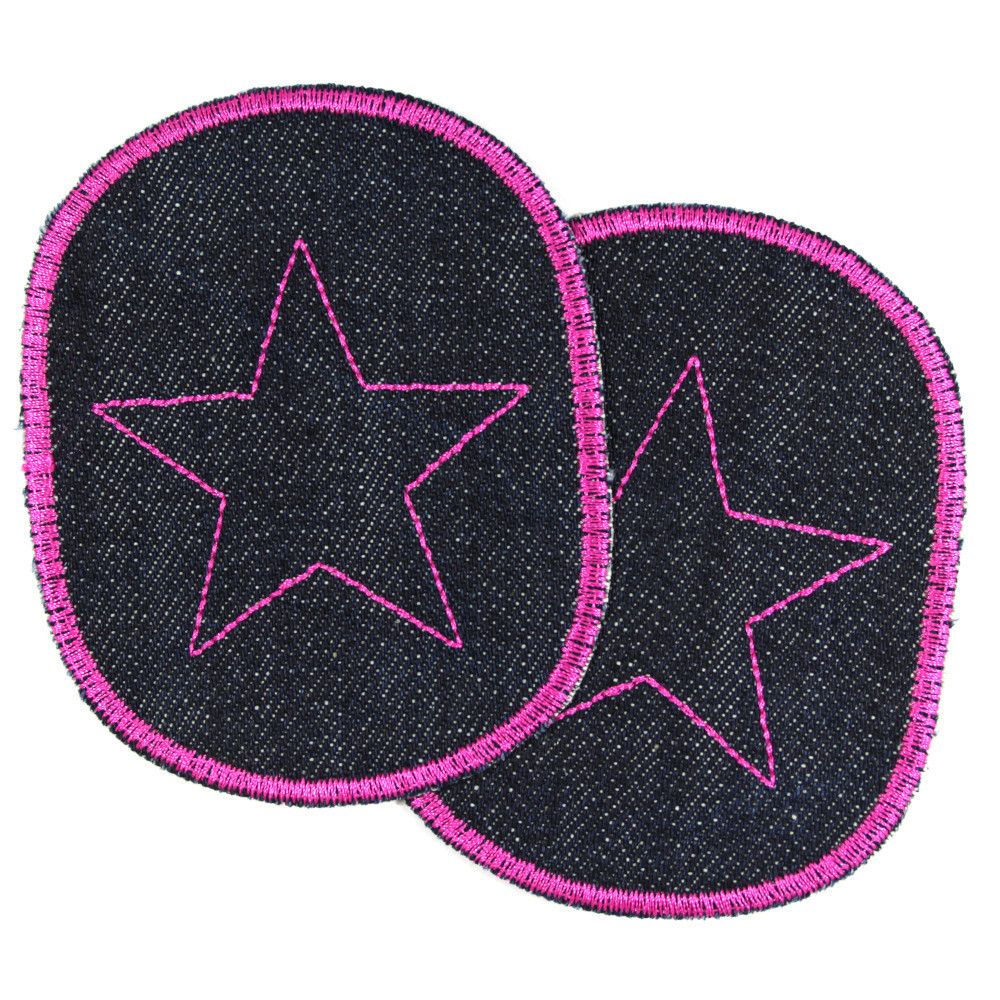 Flicken Set Mädchen Bügelflicken Stern pink Hosenflicken Bio Jeans Aufbügler 10 x 8 cm Knieflicken zum aufbügeln mit Sterne