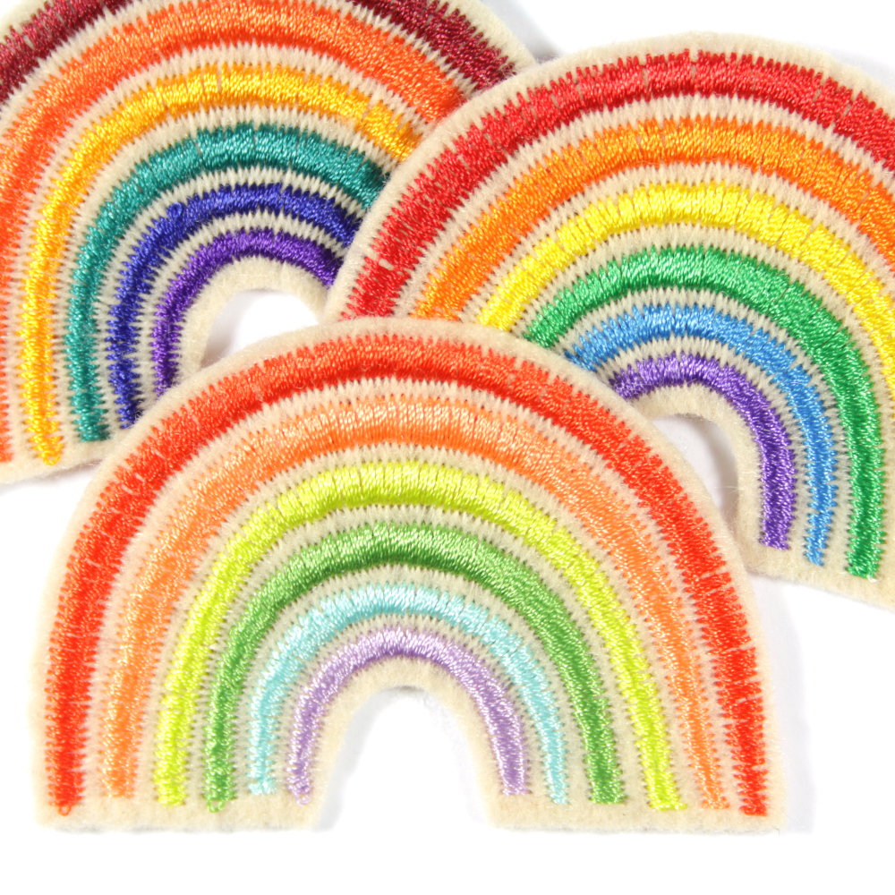 Set of 3 rainbow iron-on patches in three shades of brightness