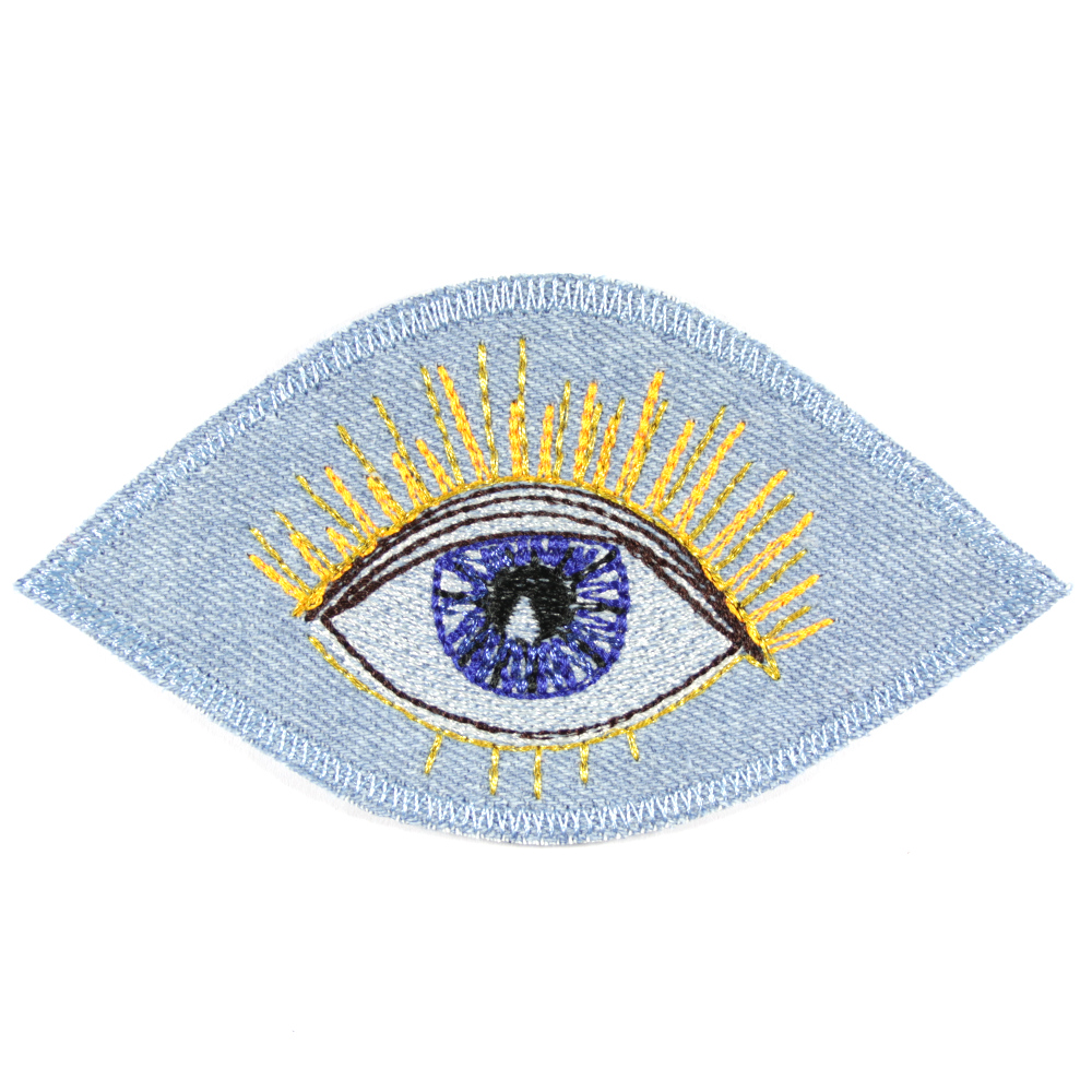 Jeans patch eye blue applique patches iron on patch Flickli