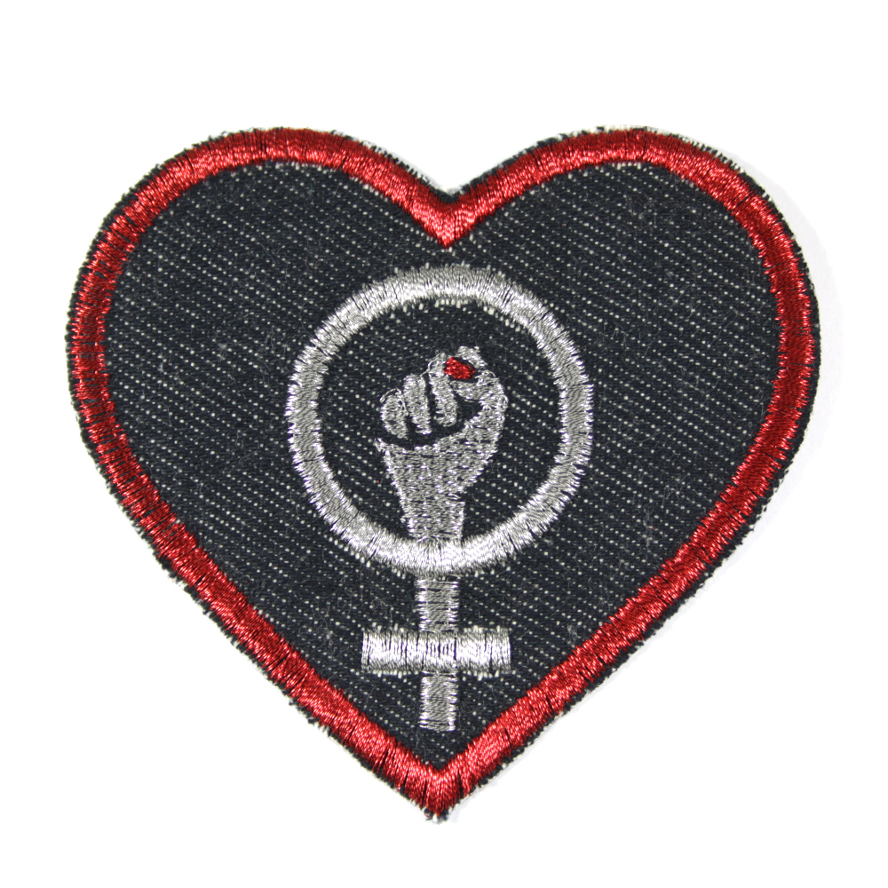 Woman power heart glitter iron-on metallic accessory patch patches for ironing on iron-on patches for adults