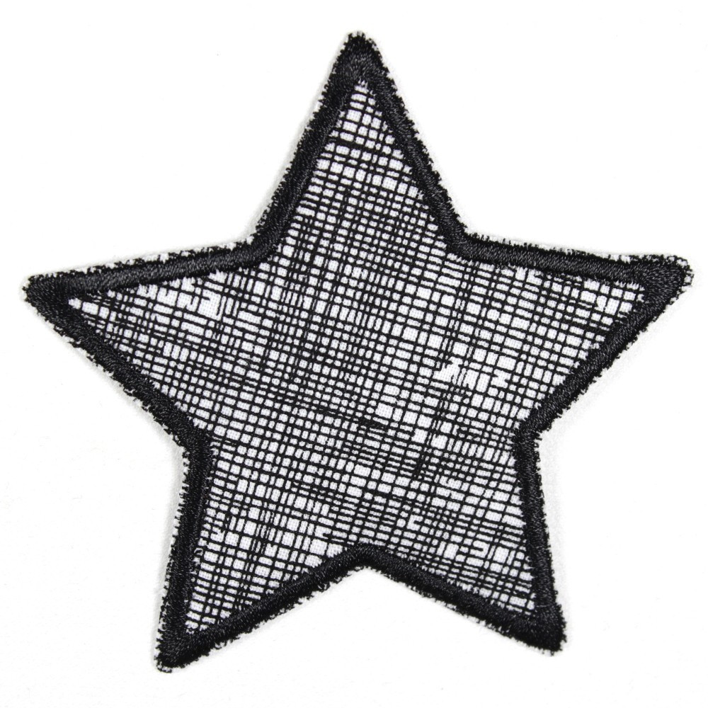 Flickli Stern Gitter mit schwarzer Schraffur auf weiß schwarz gefaßt
