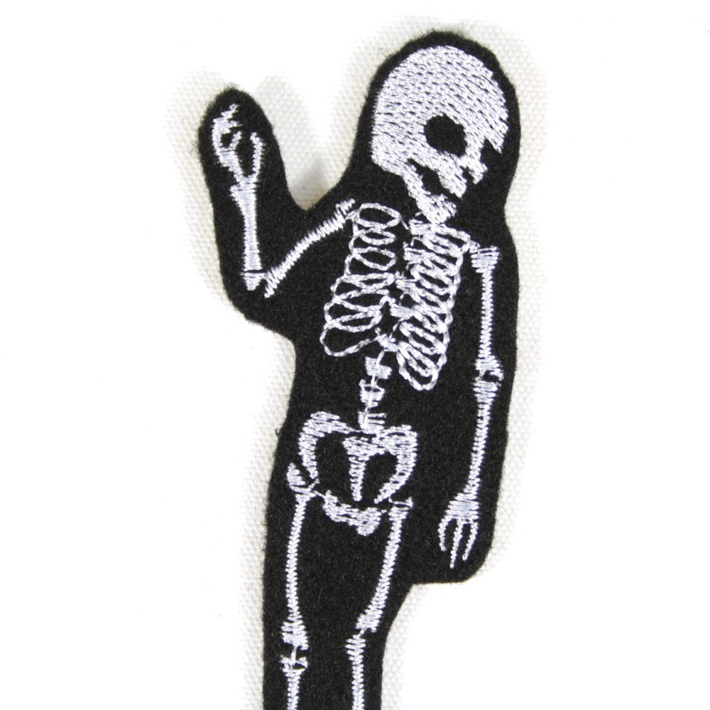 Bügelflicken Skelett Aufbügler Schädel Flicken Aufnäher Knochen Patches für Erwachsene Gothic Bügelbild Halloween schwarz weiß