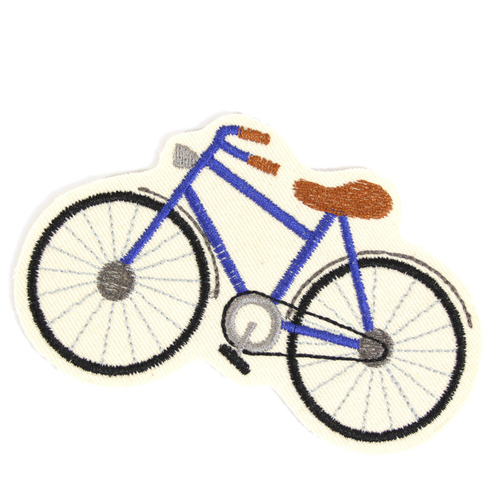 Fahrrad Bügelbild Applikation Velo Patch Flicken zum aufbügeln Fahrzeug Aufbügler blau Bügelflicken Aufnäher Hosenflicken vegan