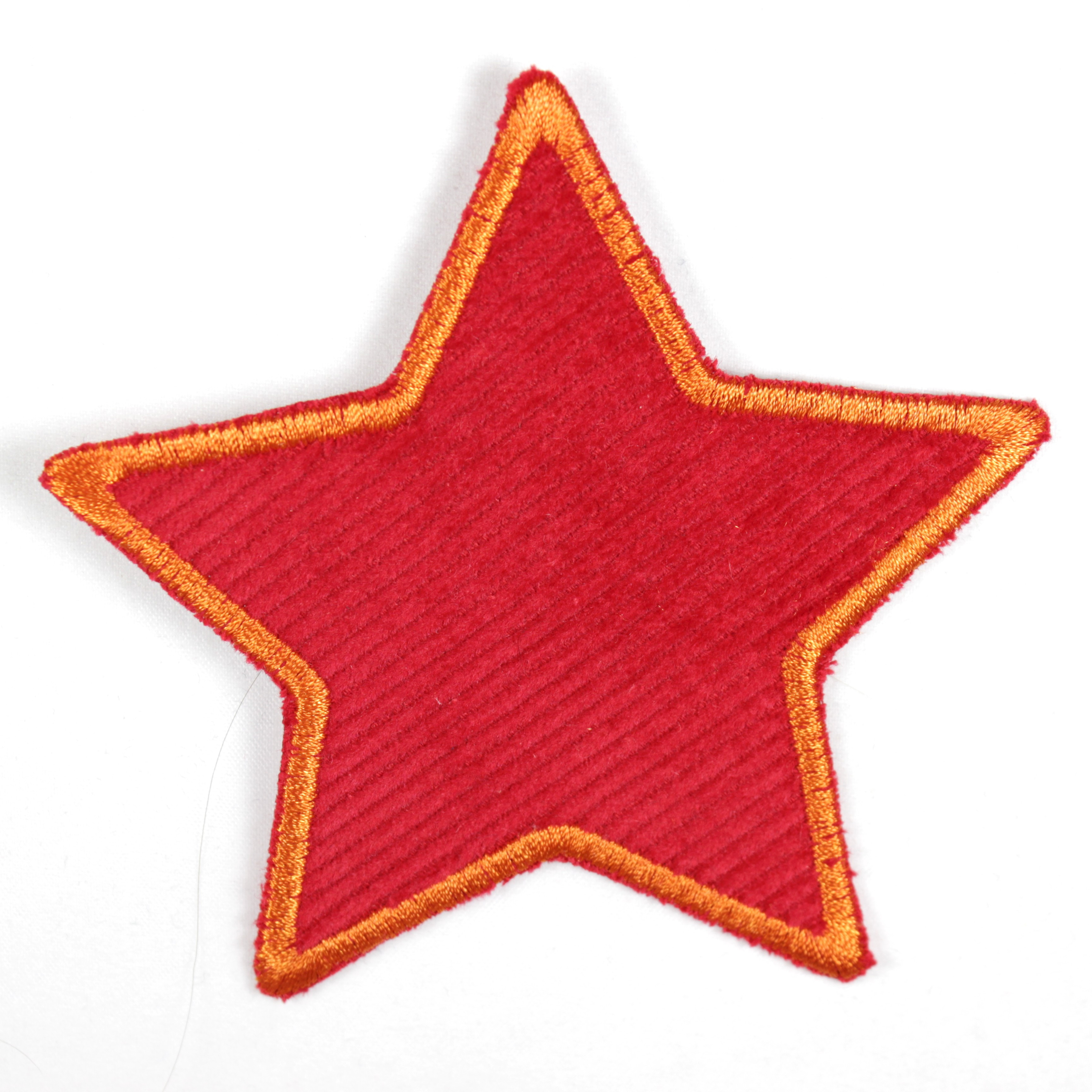 Bügelflicken Stern rot mit orangener Umrandung Aufbügler als Knieflicken verwendbar