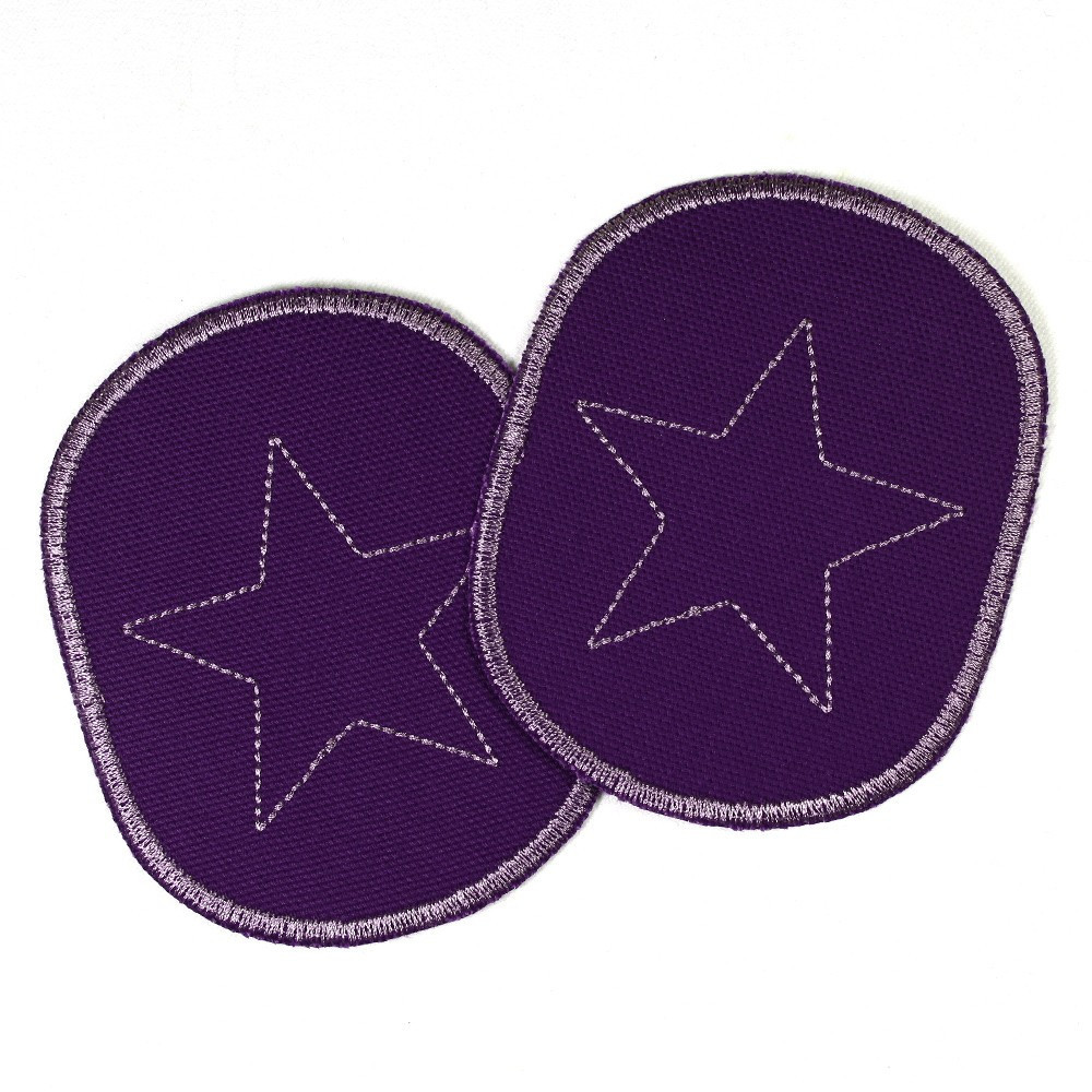 Flicken Set retro Sterne auf lila, reissfester Canvas Baumwollstoff,  und ideal als Knieflicken geeignet
