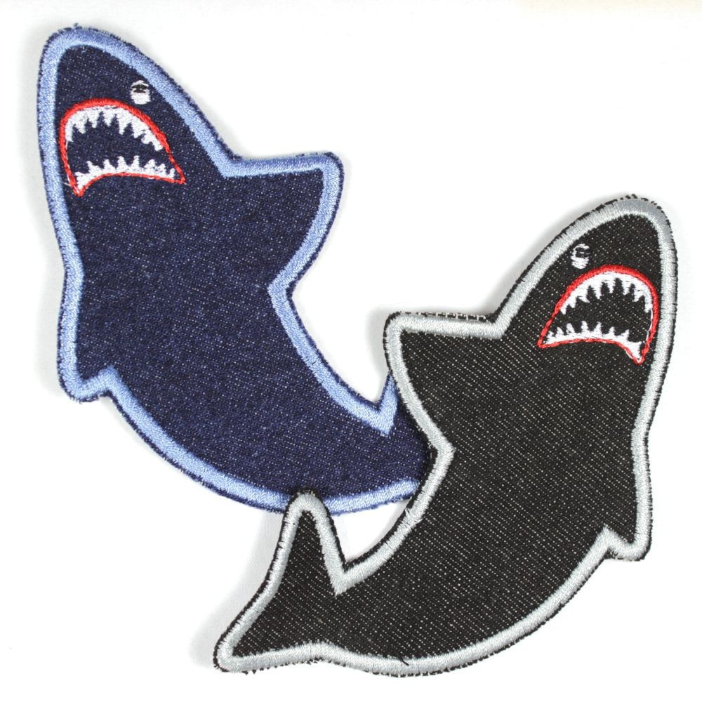 Bügelflicken Jeans Hai Varianten Flicken geeignet als Knieflicken und Hosenflicken zum aufbügeln