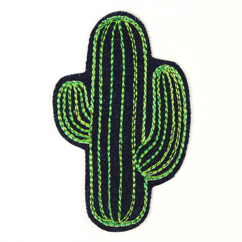 Accessoires Kaktus Jeans Bügelbild Aufnäher zum aufbügeln gestickt