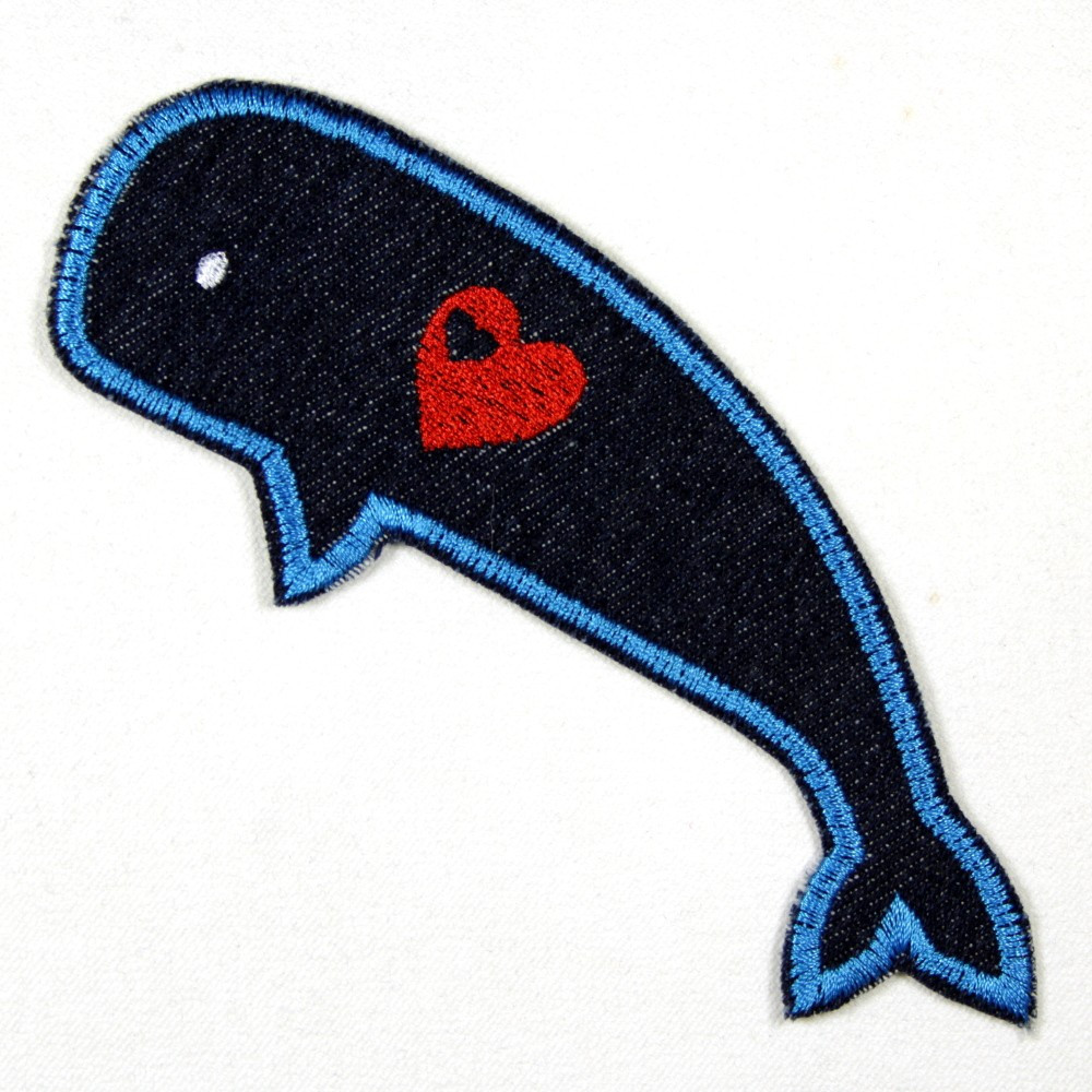 Jeans patches zum aufbügeln Wal Bügelflicken blau Fische Aufbügler und Flicken