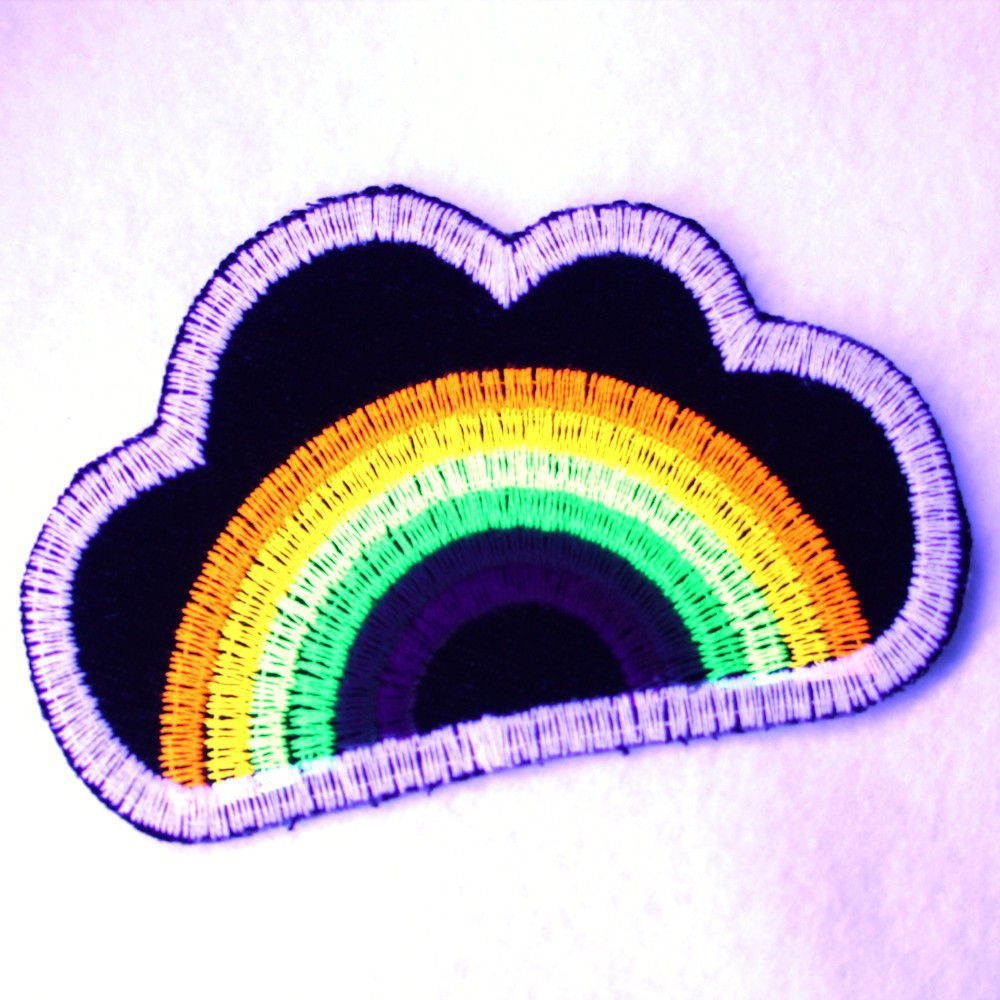Regenbogen Patch Bügelflicken neon Flicken Wolke Aufnäher zum aufbügeln