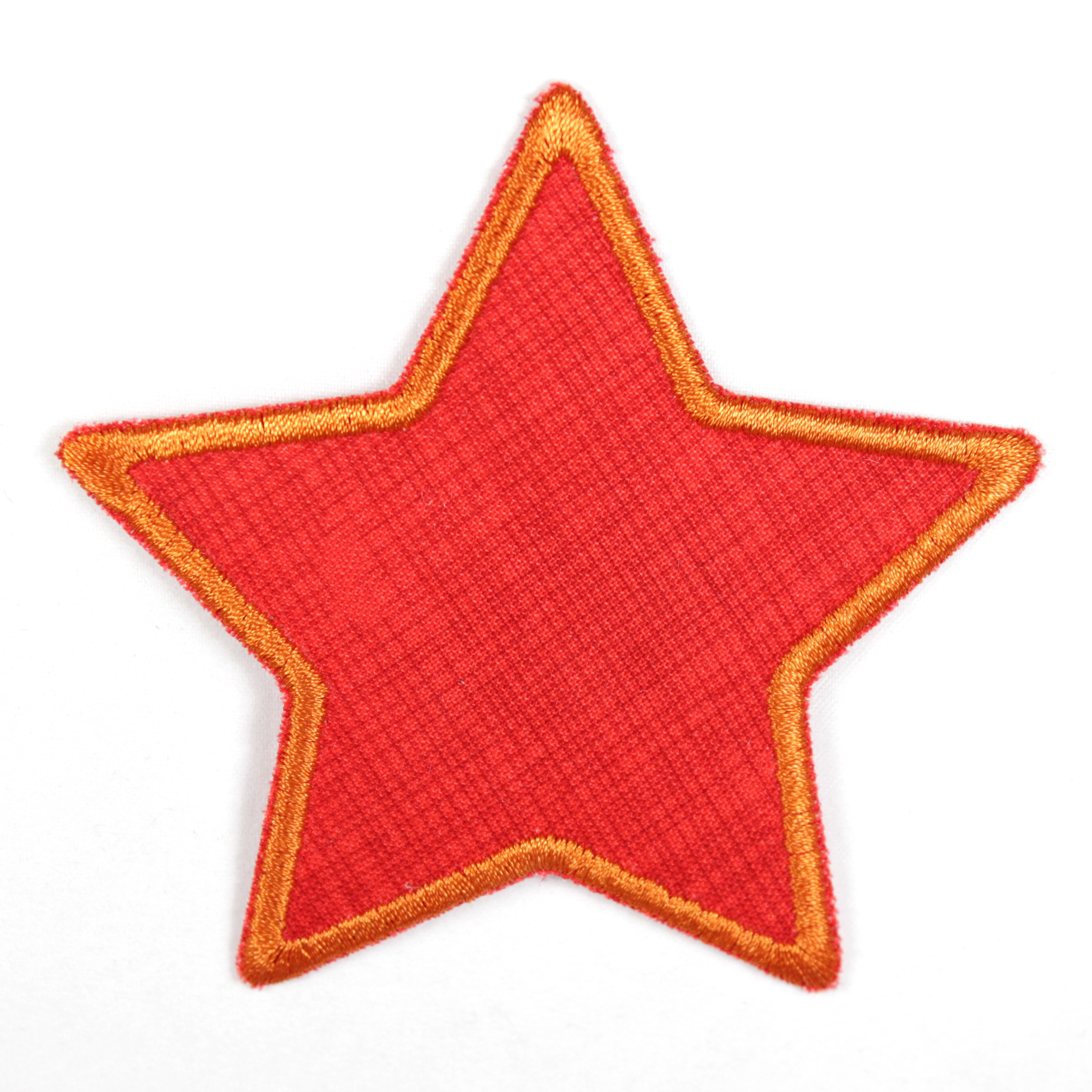 Bügelflicken Stern mit Gitter rot orange, geeignet als Knieflicken