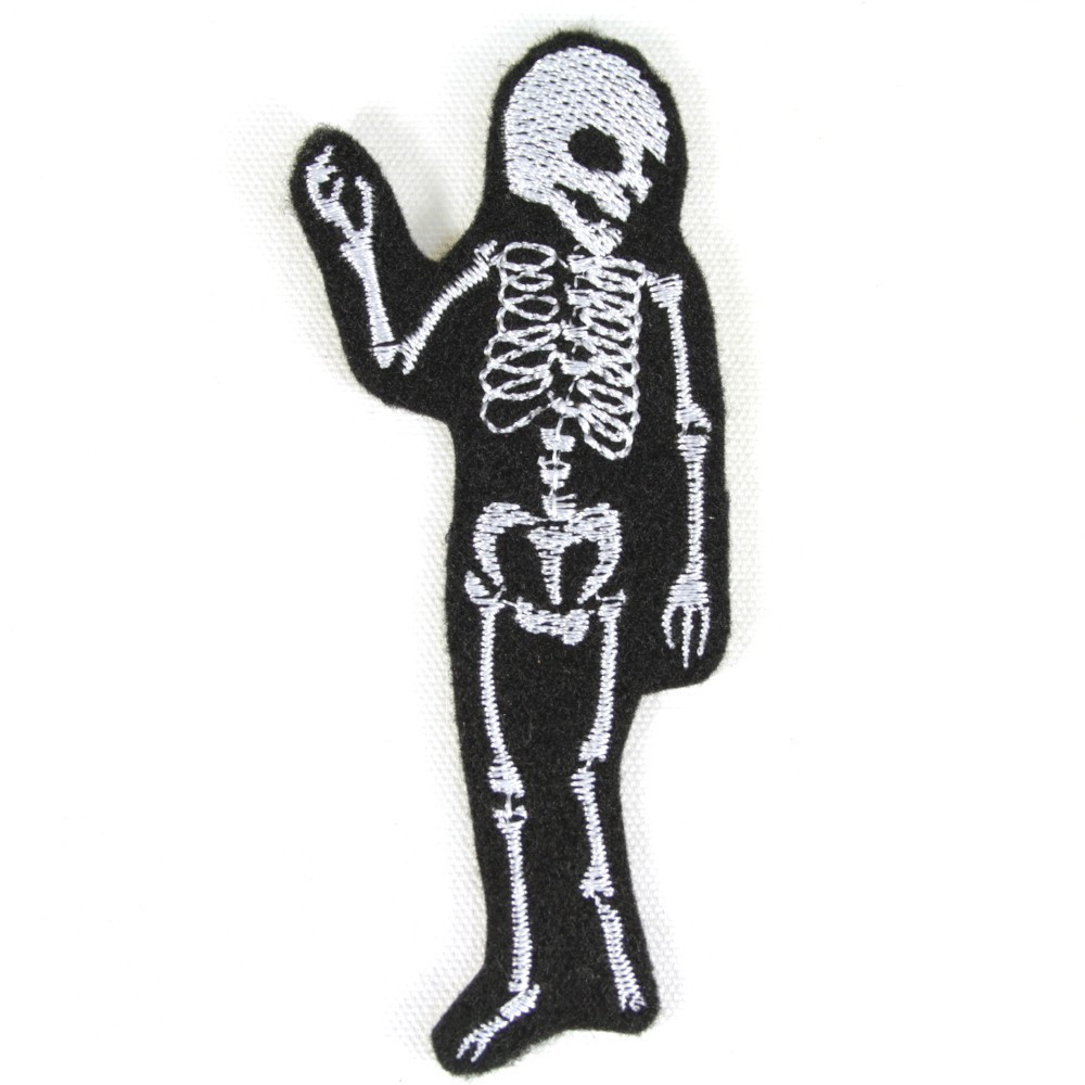 Bügelflicken Skelett Aufbügler Schädel Flicken Aufnäher Knochen Patches für Erwachsene Gothic Bügelbild Halloween schwarz weiß