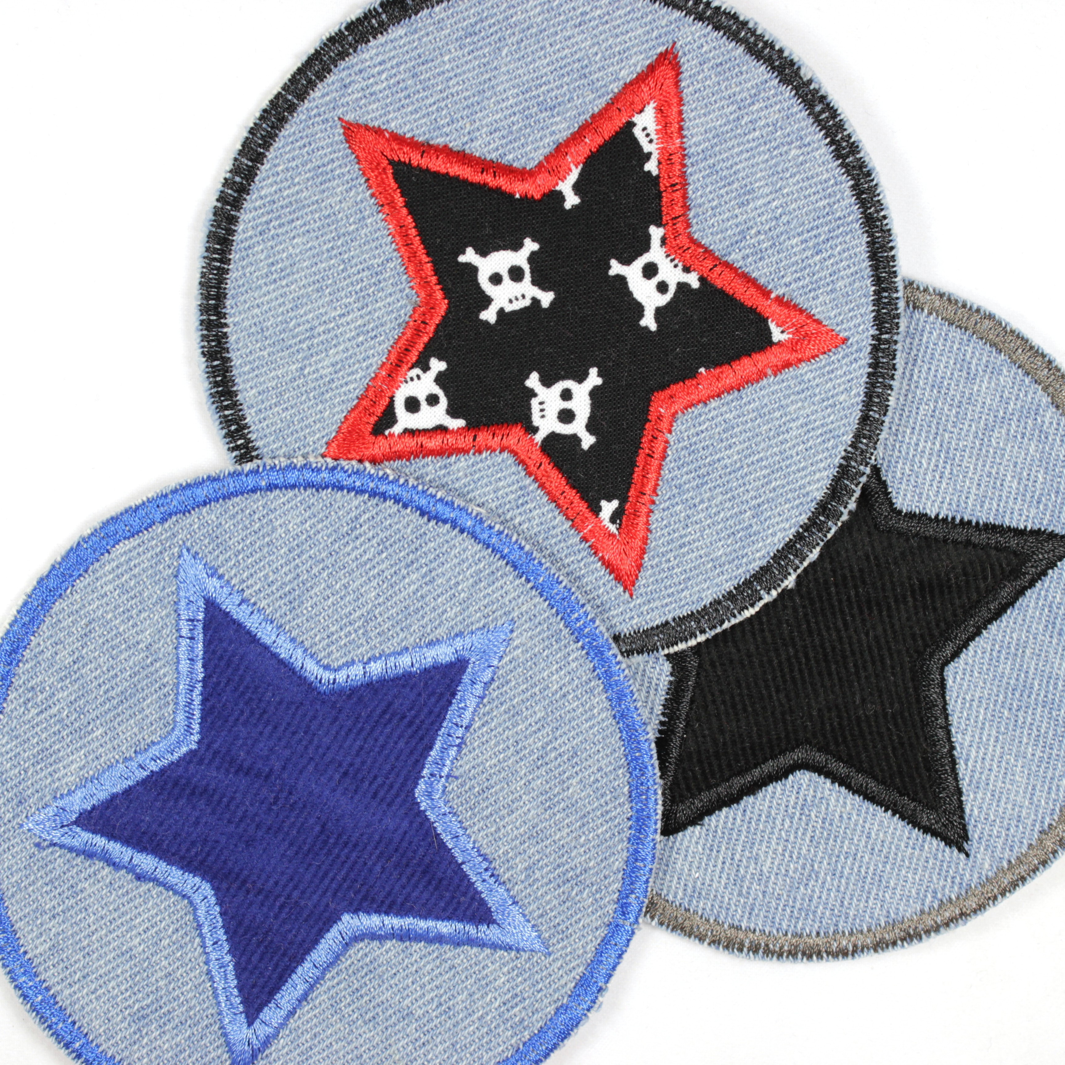 Flickli - the patch! denim round with applied cotton star with ant´s
