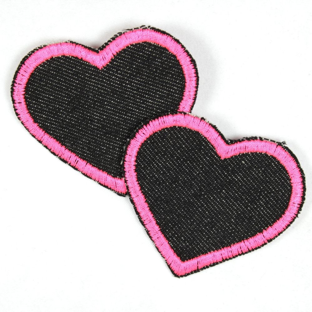 Flickli Herzen Jeans schwarz pink