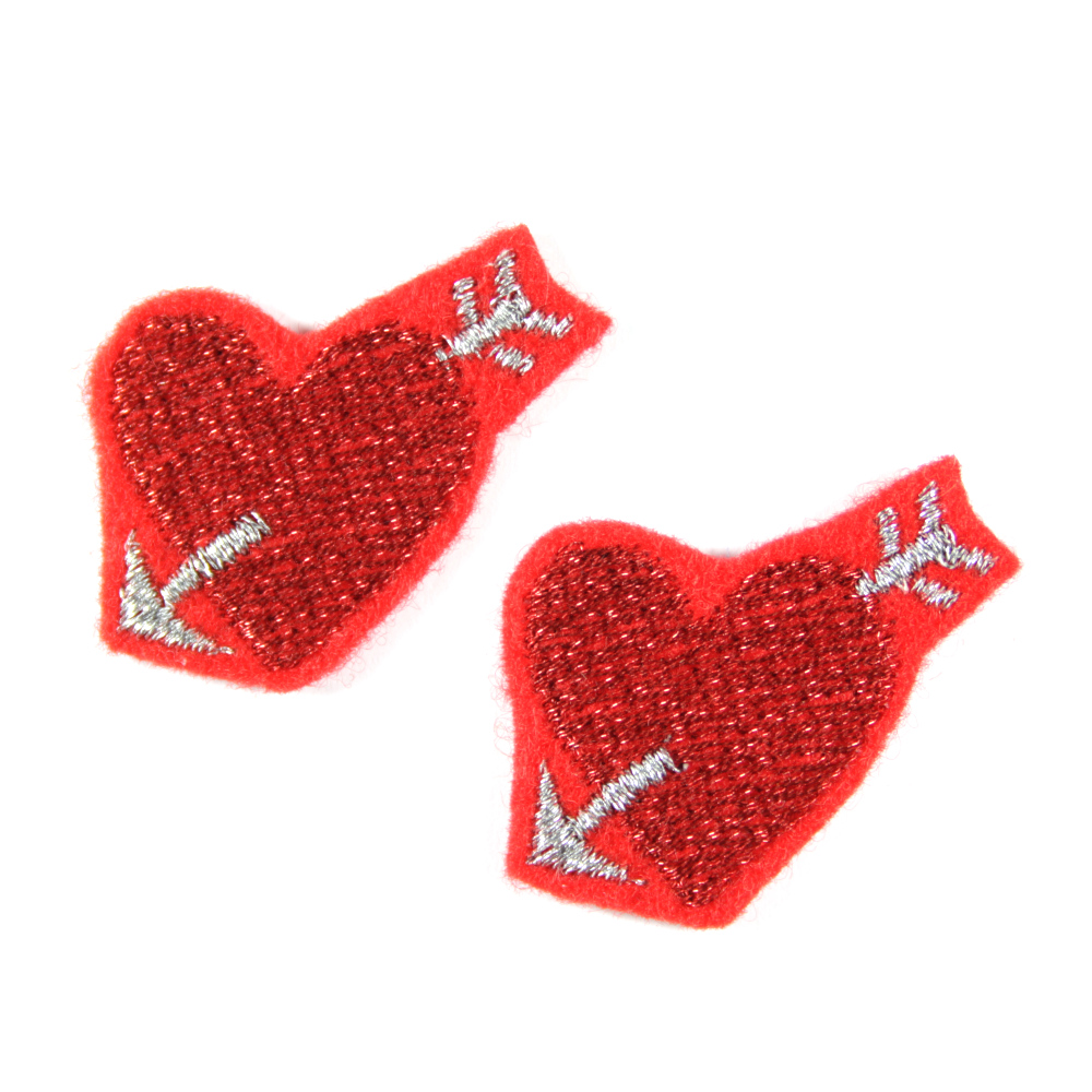 Hearts with arrow glitter patches 2 mini patches in a set glitter metallic iron-on patches or accessory