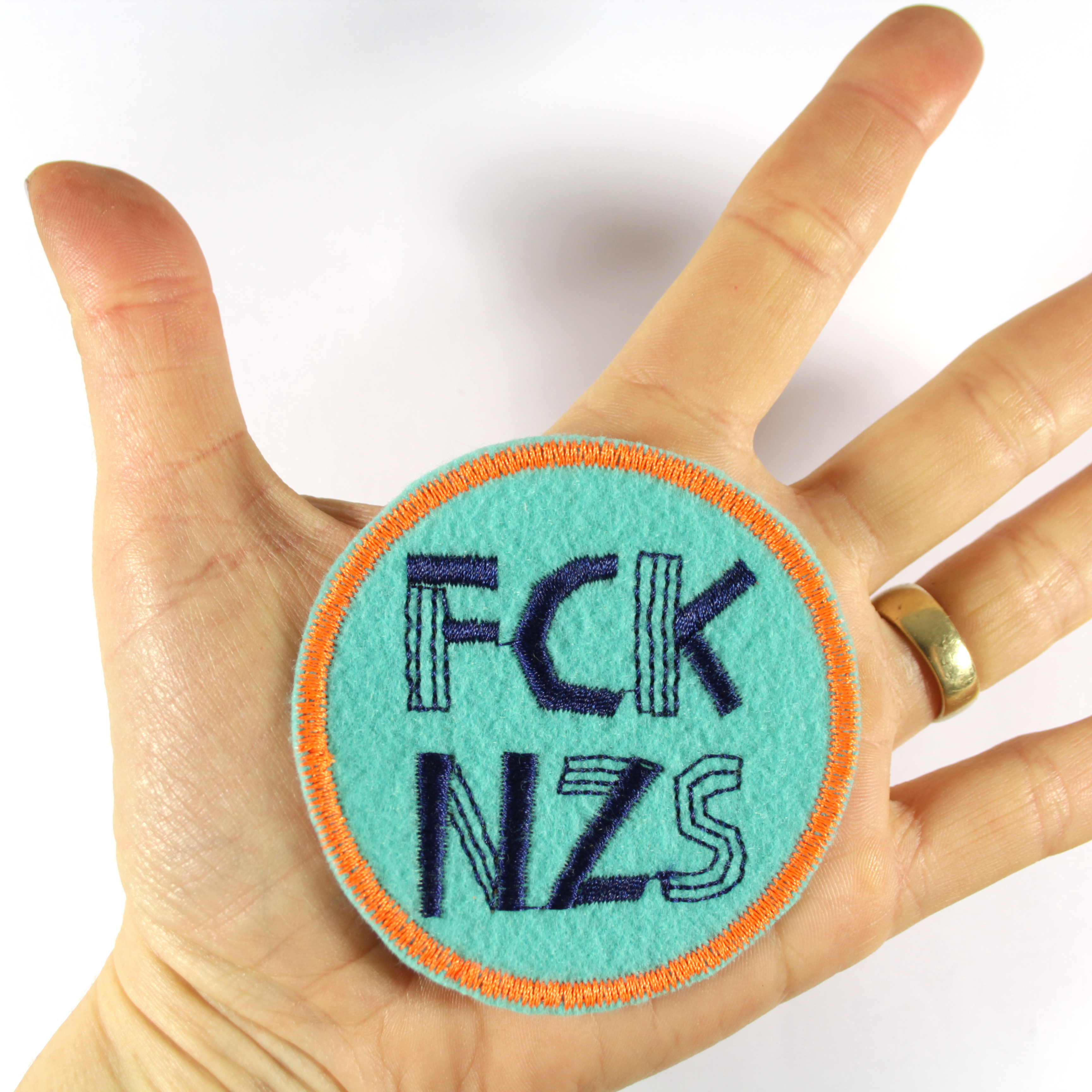 FCK NZS Patches zum aufbügeln - Das bunte Statement! türkis neonorange