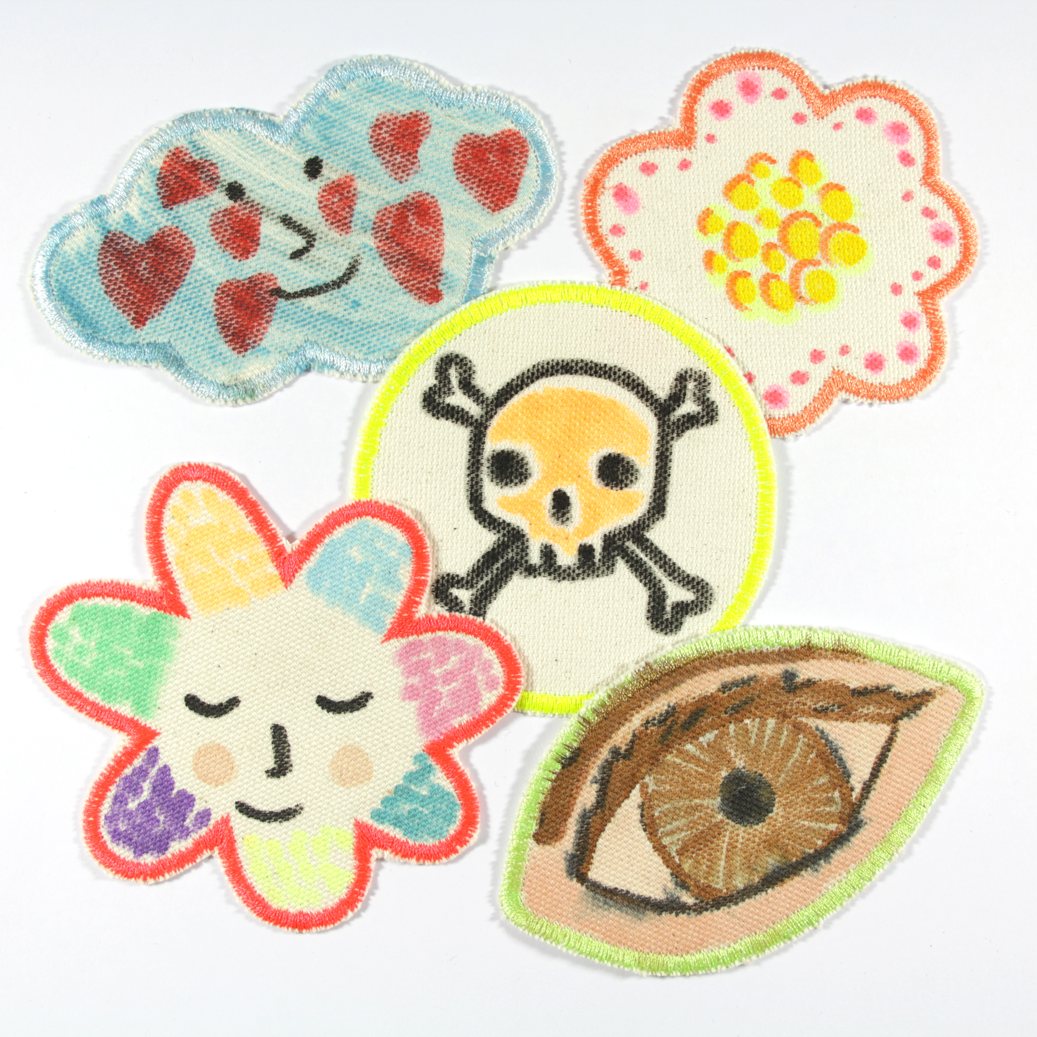 DIY set of 5 blank iron-on patches for painting set variant 1
