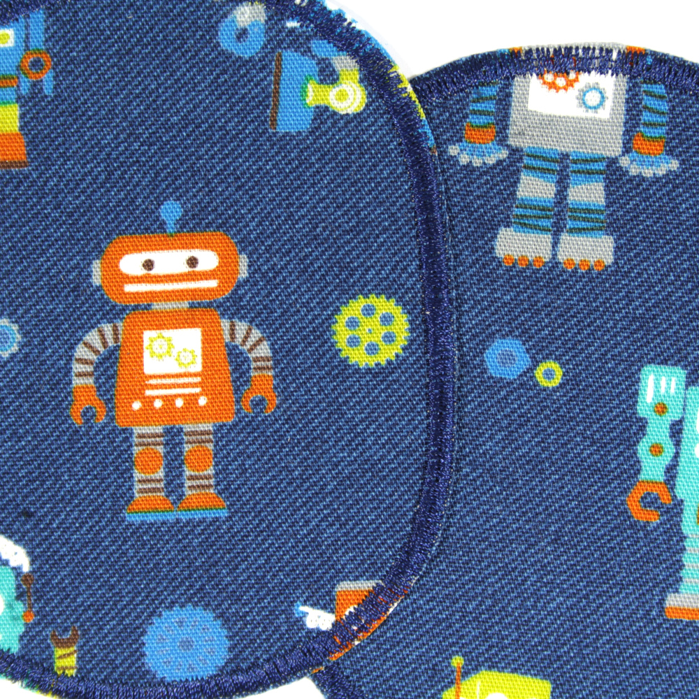 Trouser patch robot set 2 iron-on patches knee patches set blue iron-on patches for children