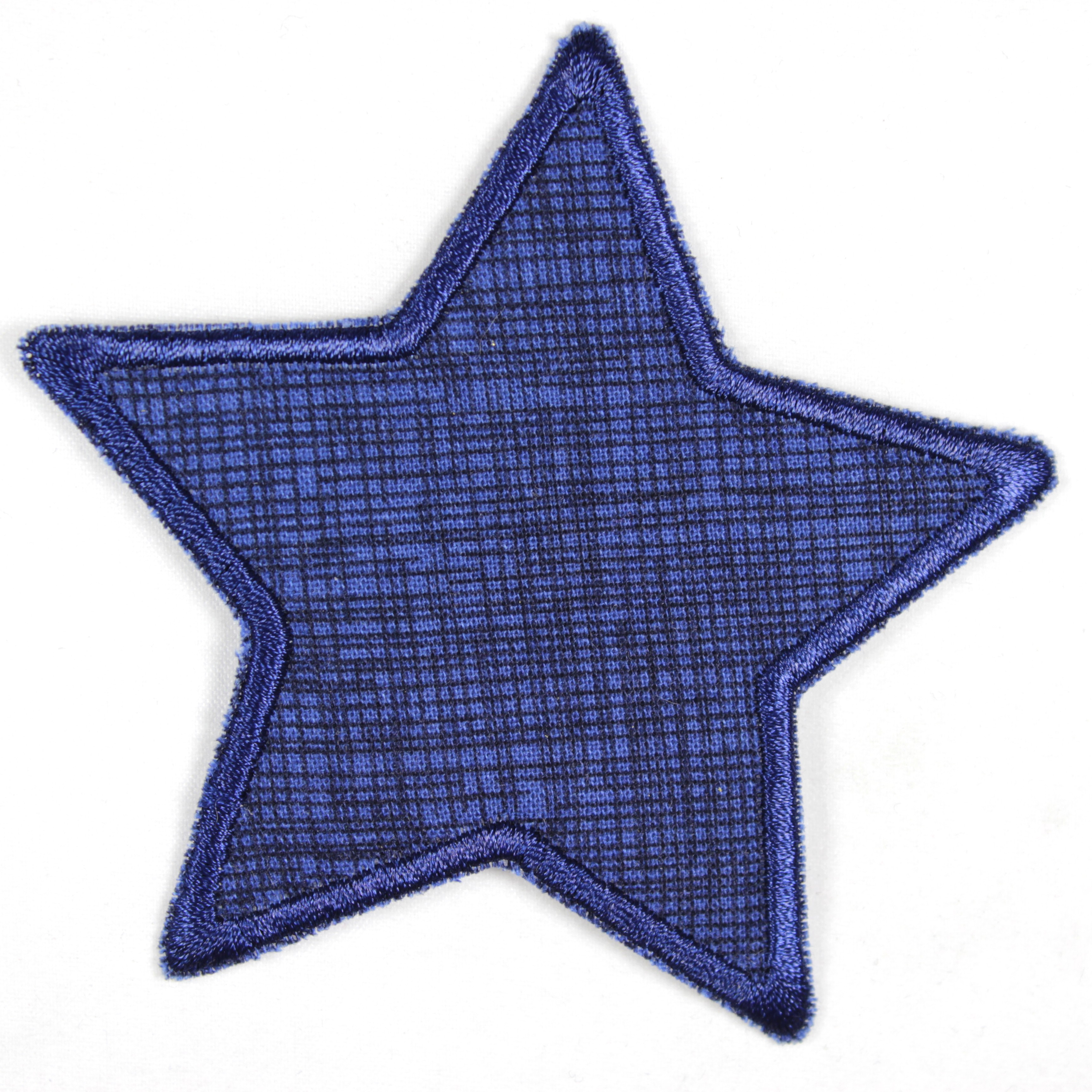Bügelflicken Stern dunkelblau mit Gitter, geeignet als Knieflicken