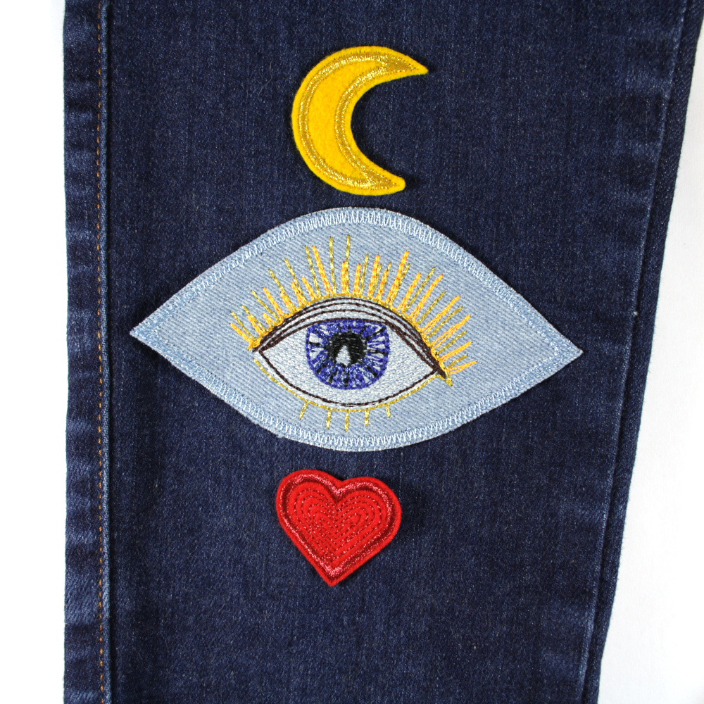 Jeans Patch Auge blau Applikation Flicken Aufbügler Flickli