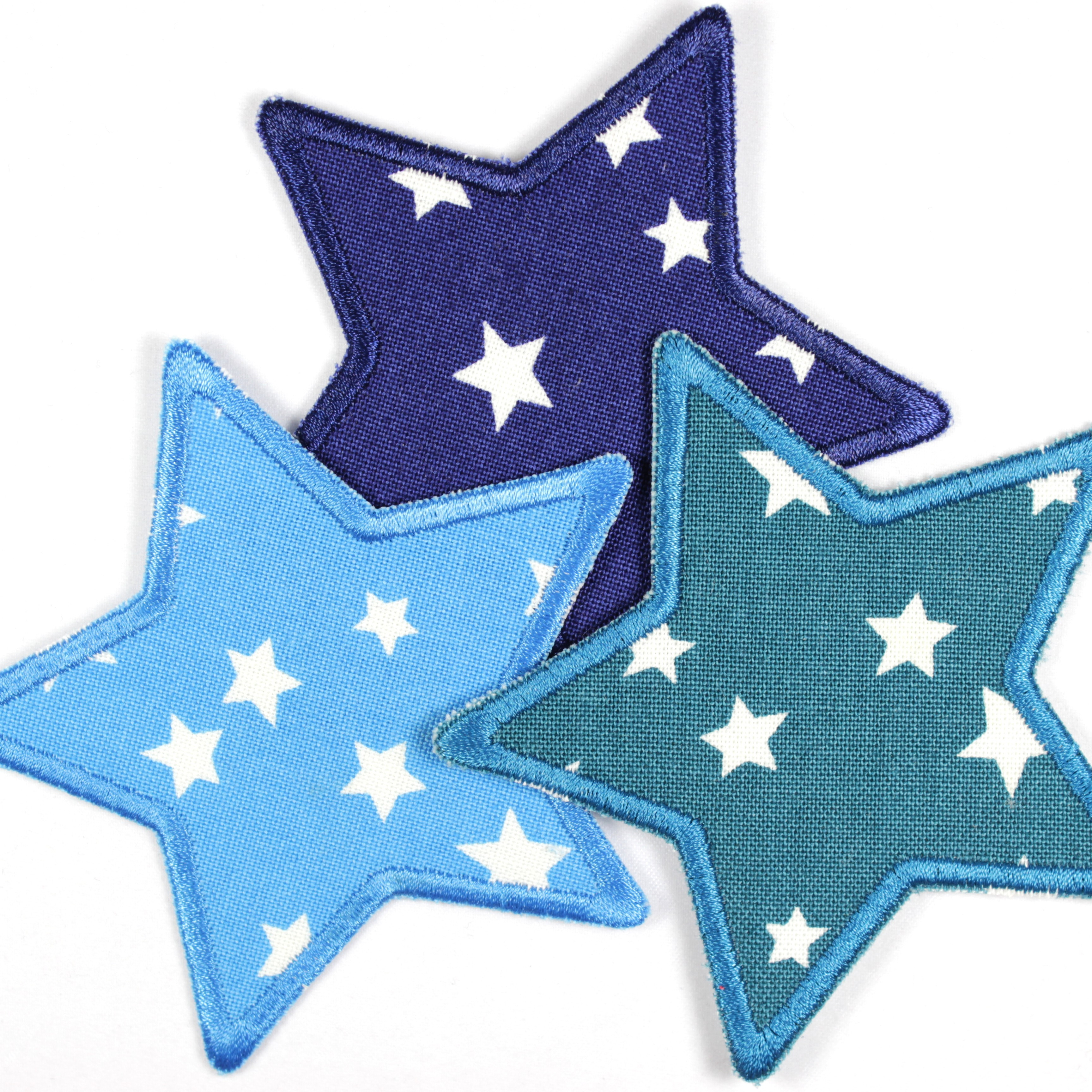 Flickli - the patch! star with starlets white on dark blue