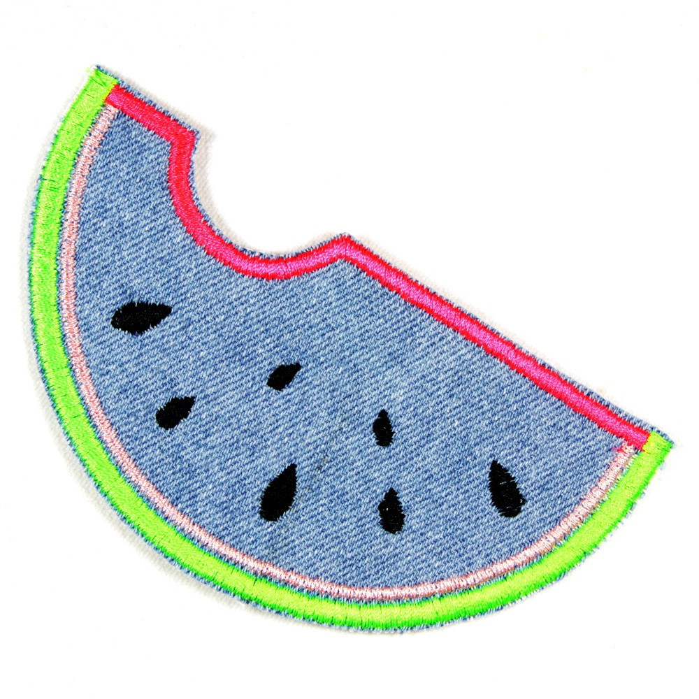 Melone patches zum aufbügeln gestickter Aufbügler Jeans hellblau Bügelbilder Obst