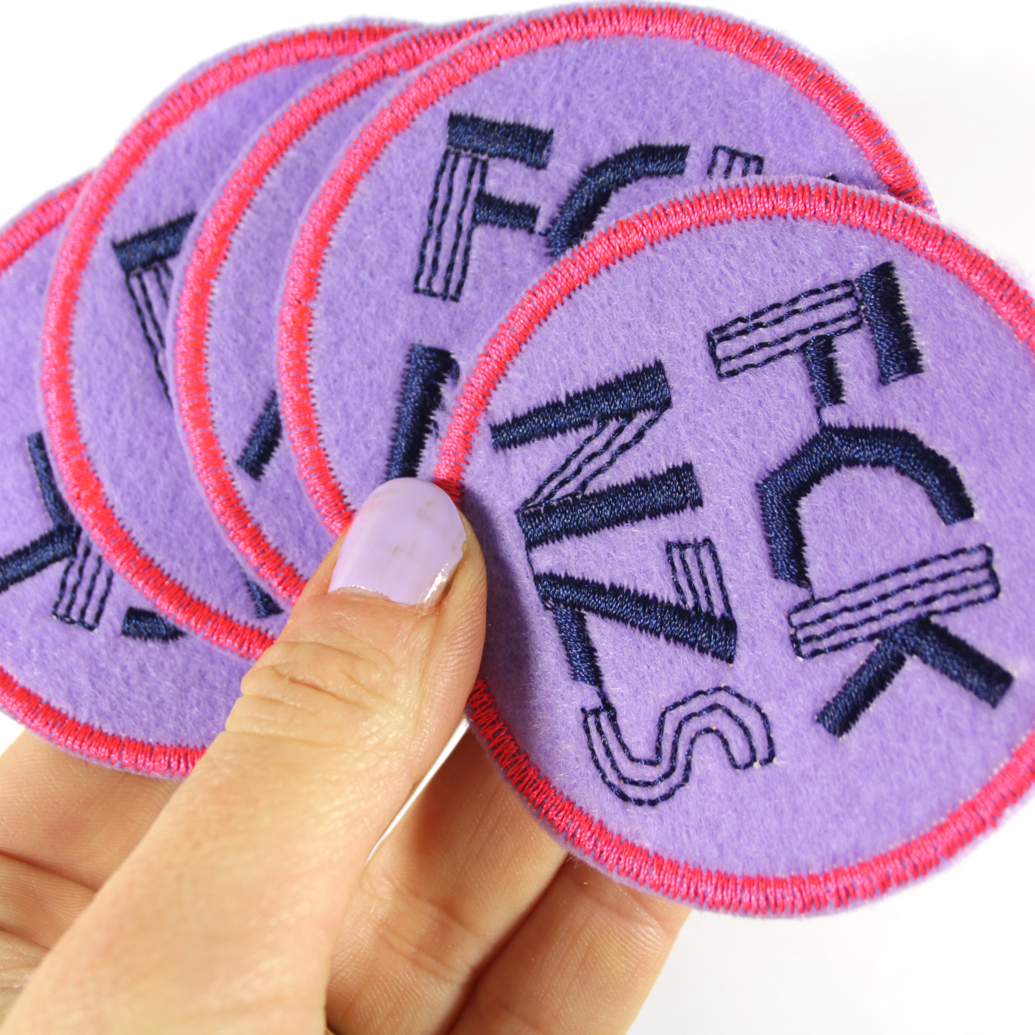 FCK NZS Patches zum aufbügeln - Das bunte Statement! lila pink