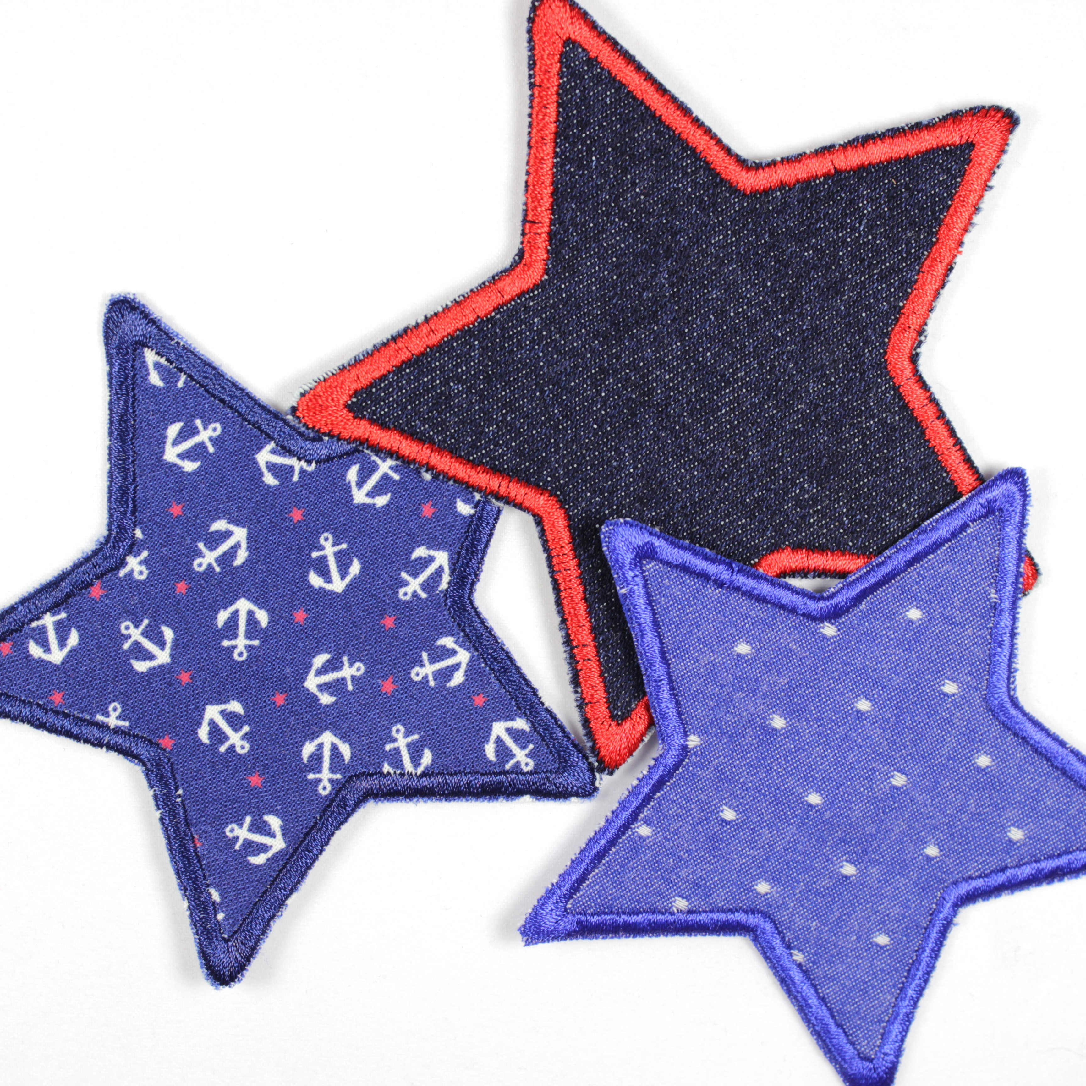 Flickli - the patch! Jeans star blue and red trim
