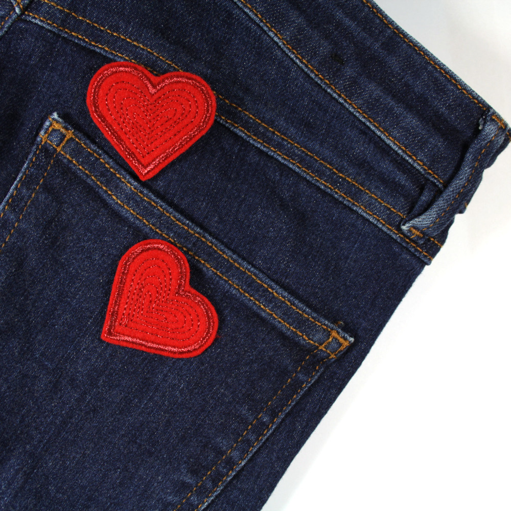 Flickli Glitzer Herz Patches zum Aufbügeln für Deine Jeanshose als Accessoire
