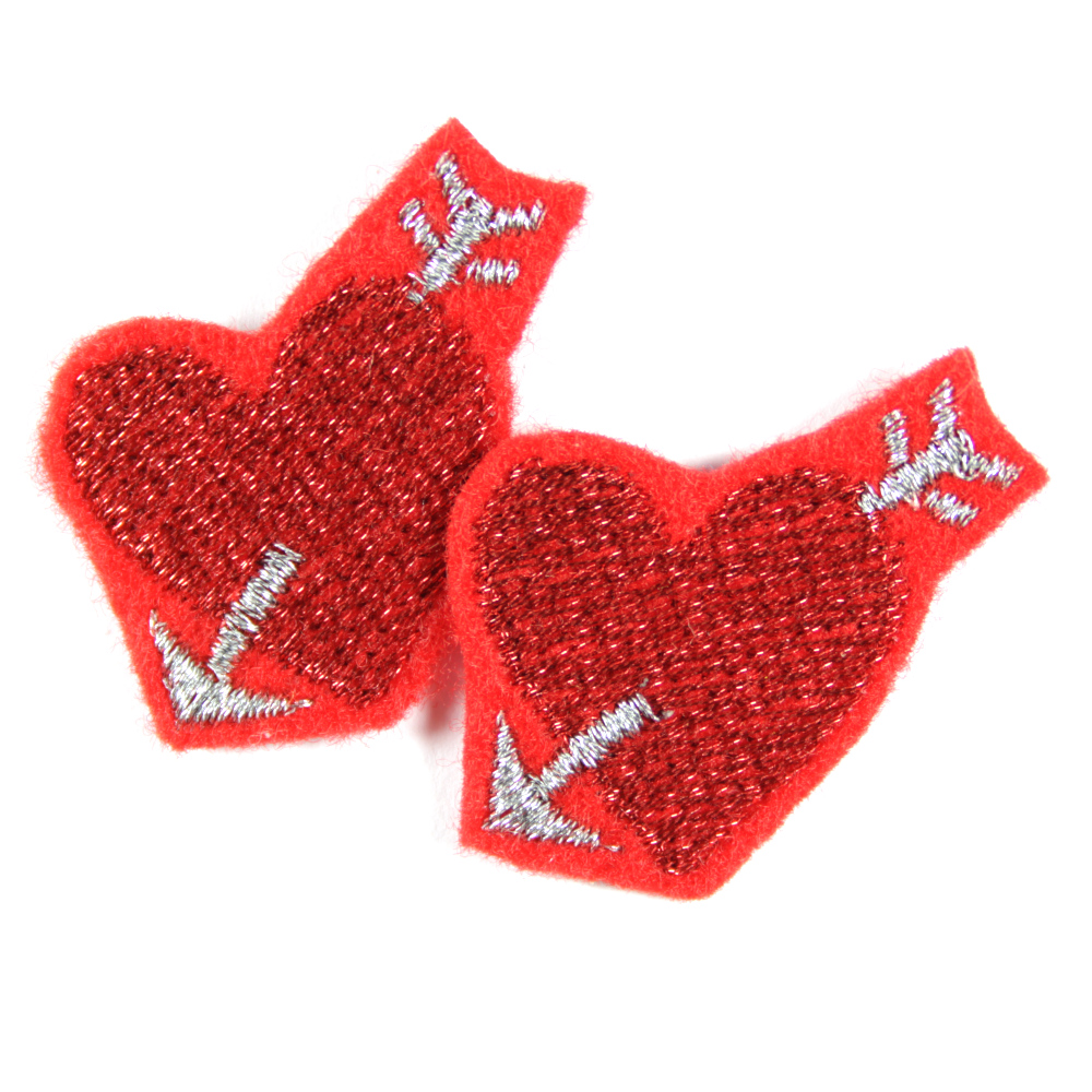 Herzen mit Pfeil Glitzer Patches 2 mini Flicken im Set glitzer metallic Bügelflicken oder Accessoire