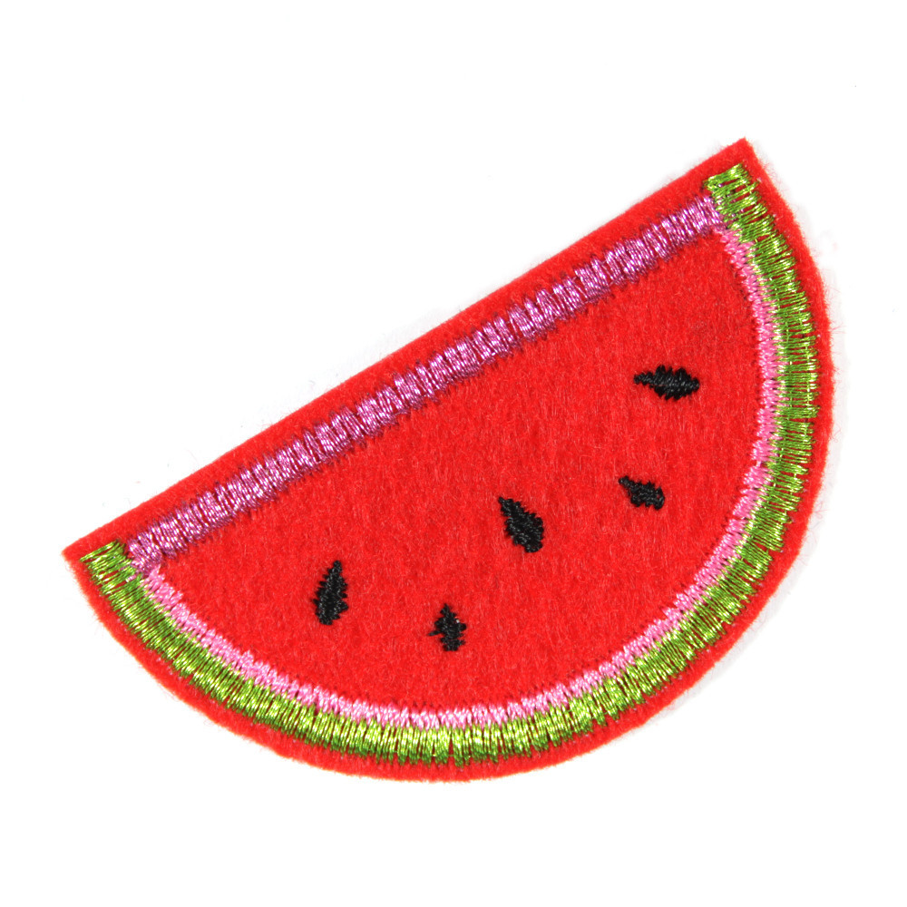 Melonen Flicken mini Glitzer Patch Metallic Aufnäher zum aufbügeln Frucht Bügelbild Obst Applikation klein Lurex Glitter rot