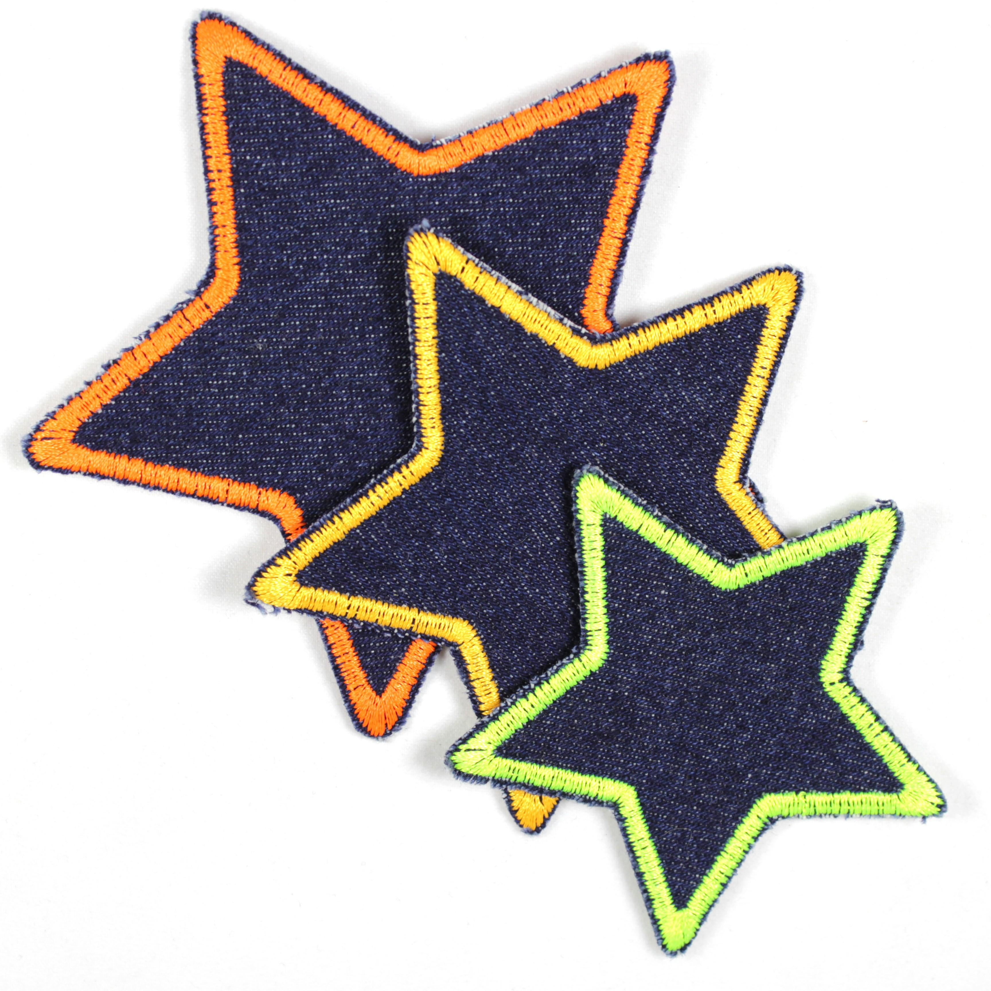 Jeansflicken Sterne 3 Aufbügler klein mittel gross als Hosenflicken